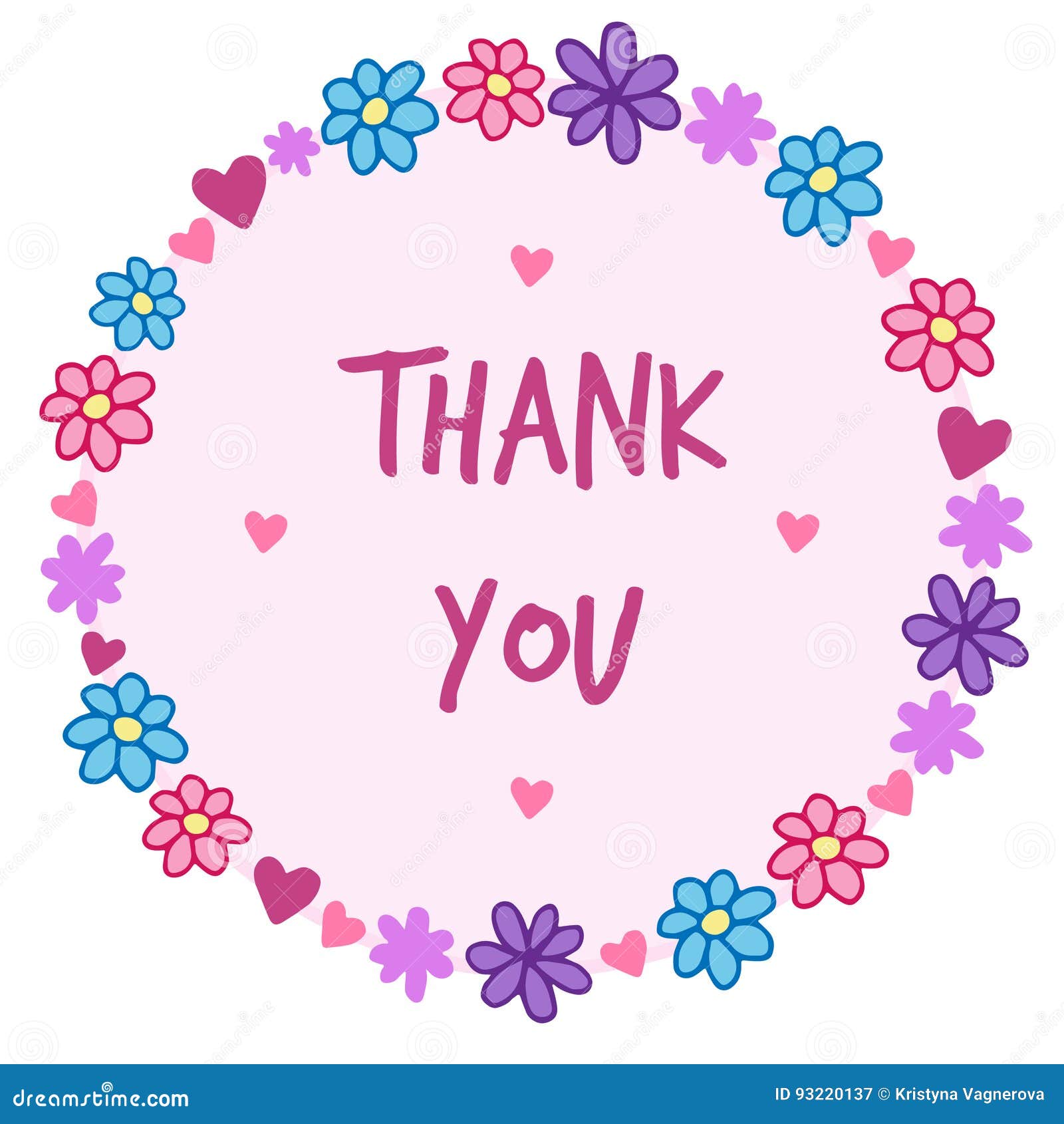 Thank you flower wreath stock vector. Illustration of background - 93220137