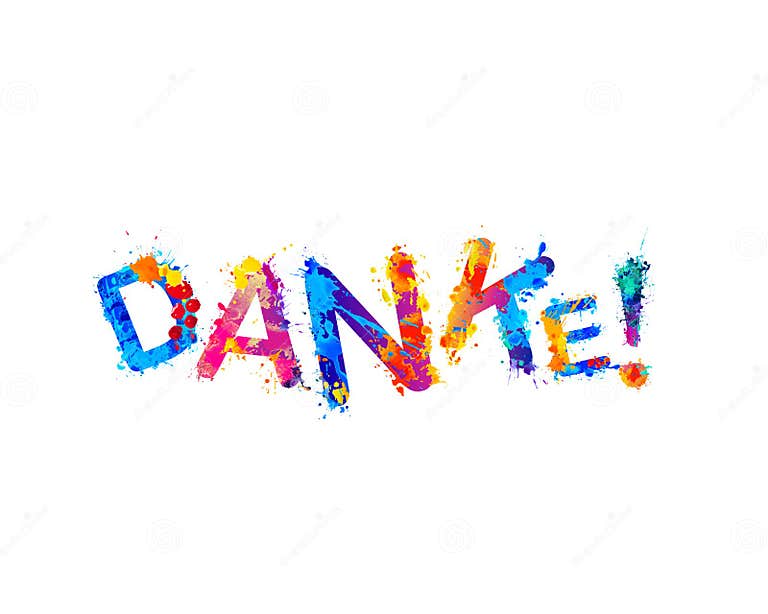 Thank You in German. Colorful Splash Paint Letters Stock Vector Illustration of multicolored