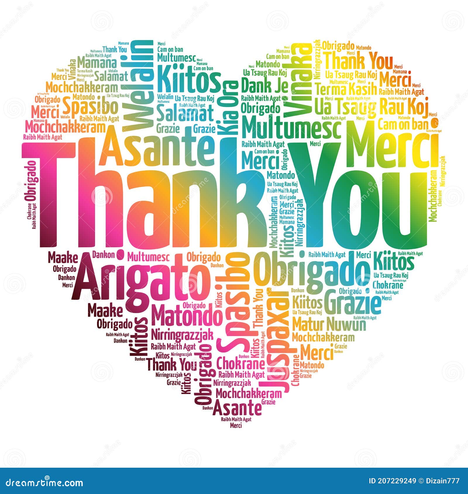 Thank You Love Heart Word Cloud Stock Illustration - Illustration of ...