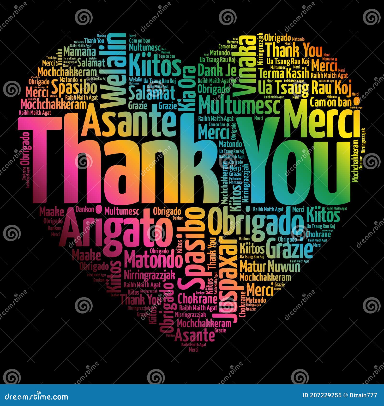 Thank You Love Heart Word Cloud Stock Illustration - Illustration of ...