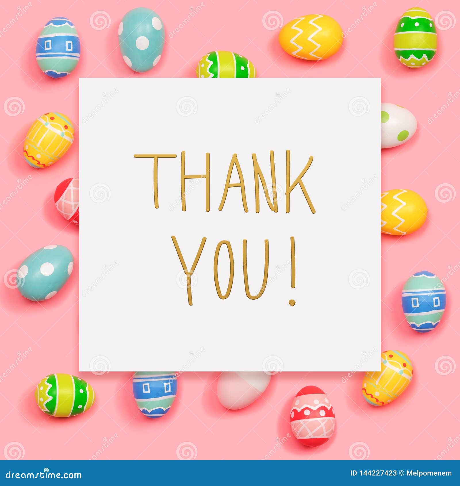 Thank You Message with Easter Eggs Stock Image Image of colorful