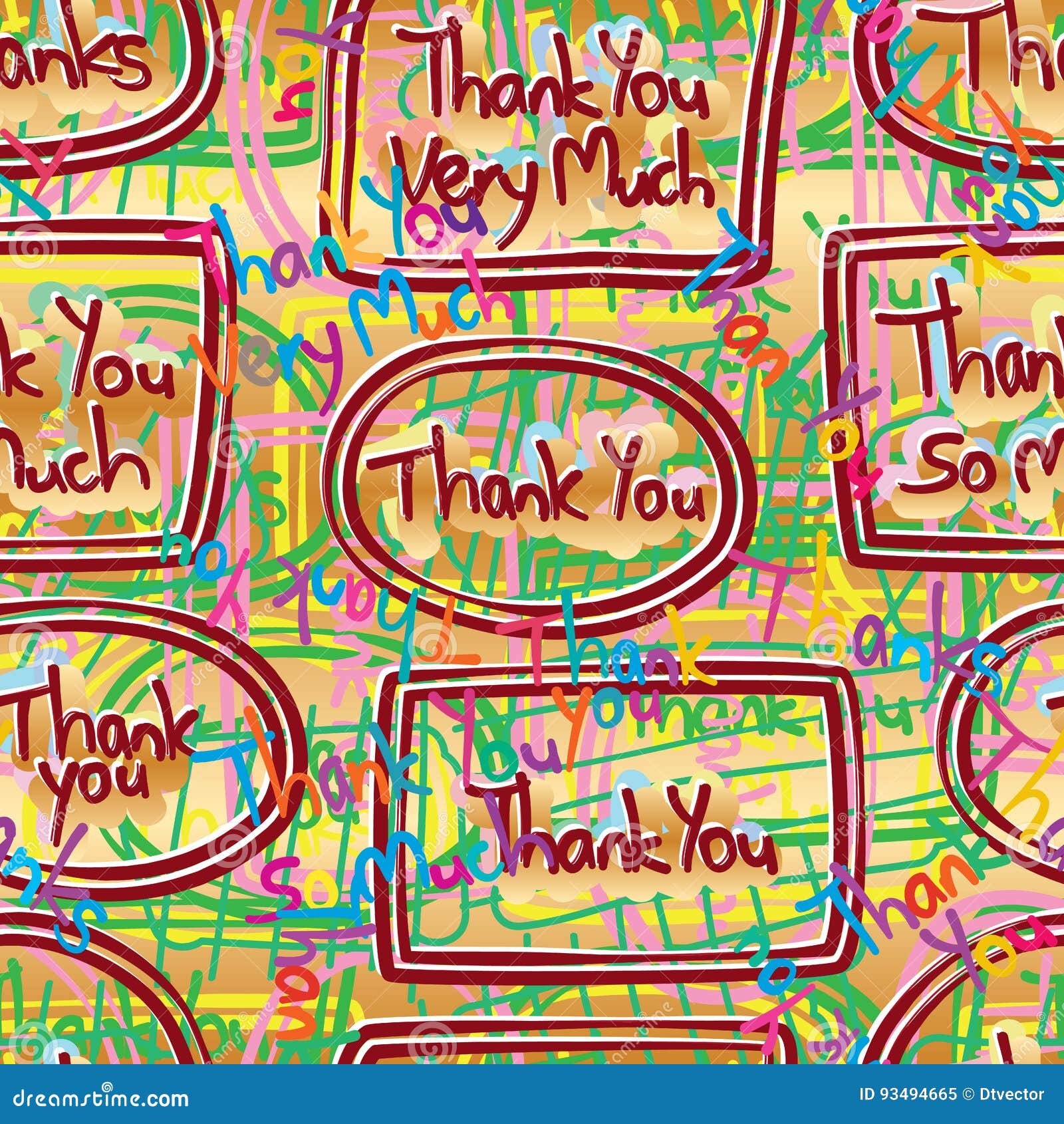 Thank You Red Stamp Style Seamless Pattern Stock Vector - Illustration