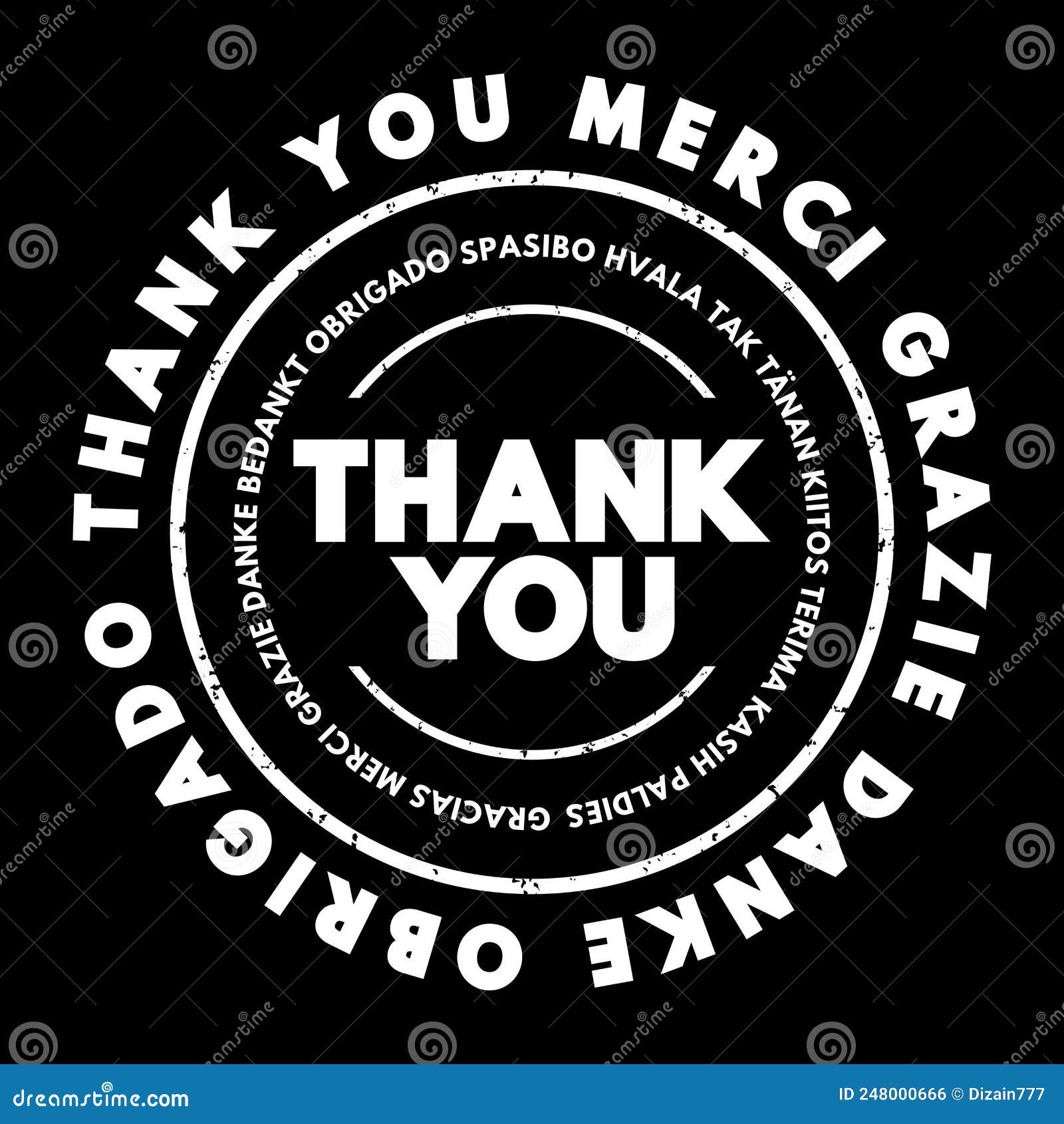 Thank You Stamp Concept in Many Languages Stock Illustration