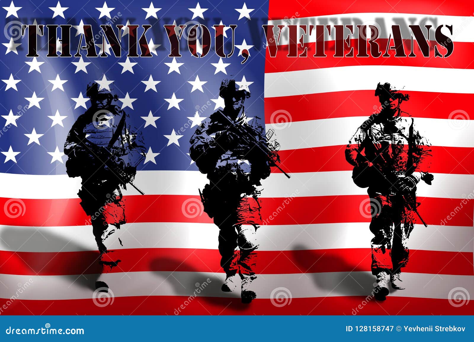 Thank You Veterans Simple Vector Banner Poster Background With Flag And Usa Map Single Line