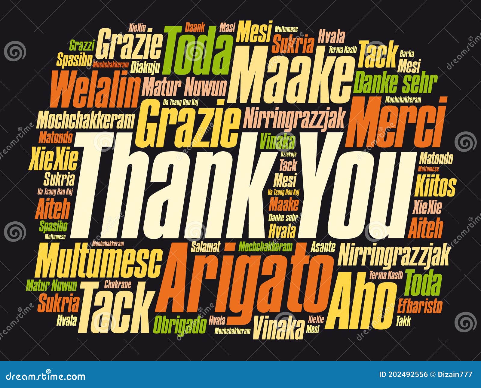Thank You Word Cloud in Different Languages, Concept Stock Illustration