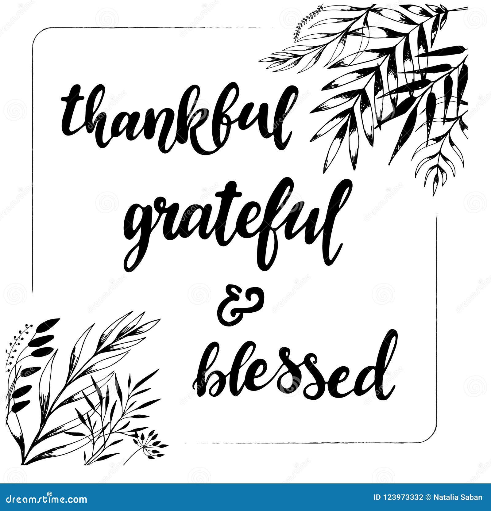Download Thankful. Grateful. Blessed Hand Written Phrase Stock ...