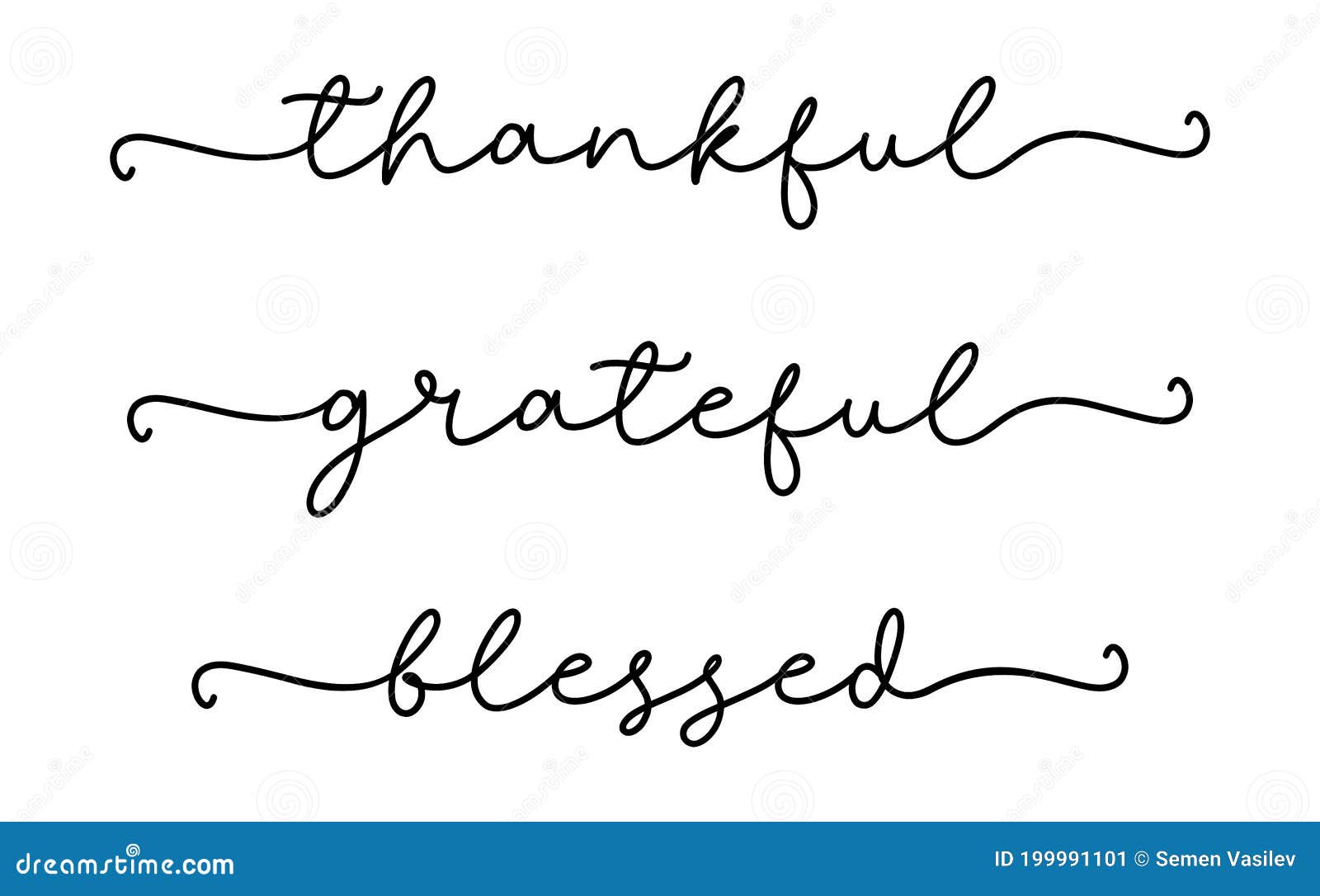 THANKFUL, GRATEFUL, BLESSED. Inspirational Thanksgiving Lettering Quote ...