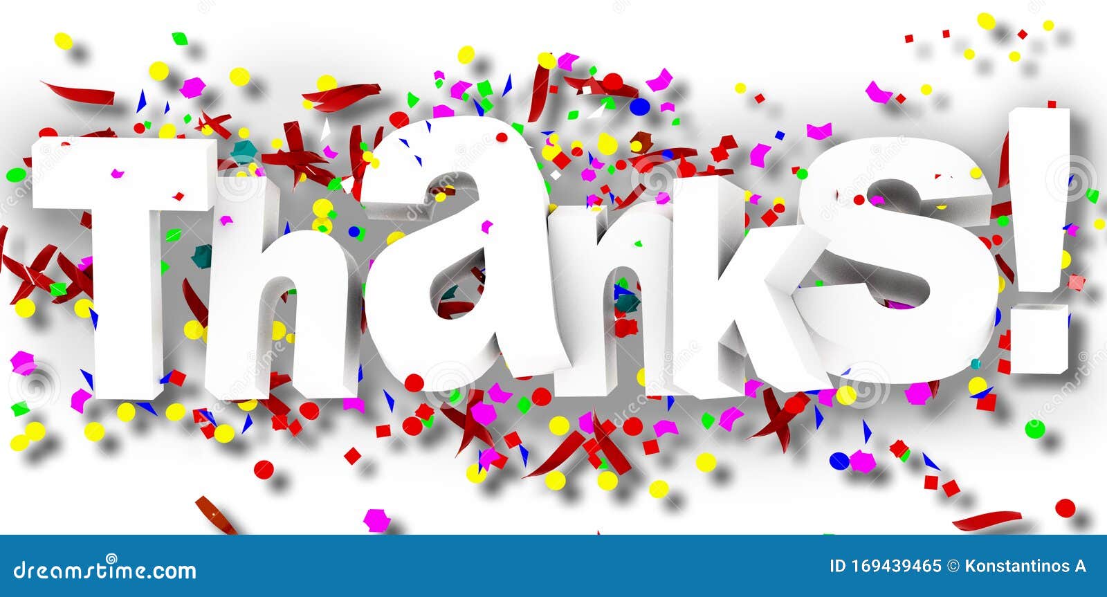 thanks confeti text word in white background - 3d rendering