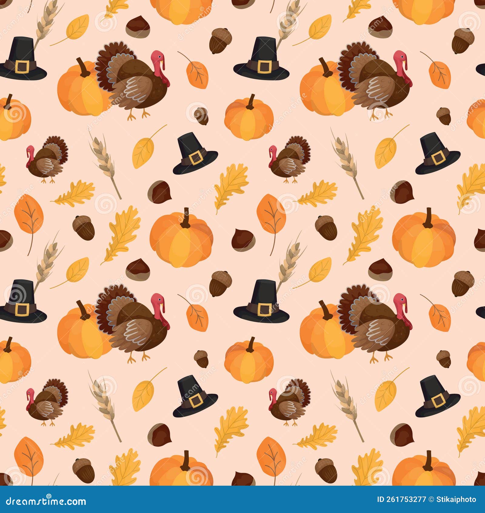 Colorful Repetitive Pattern Background of Thanksgiving Holiday