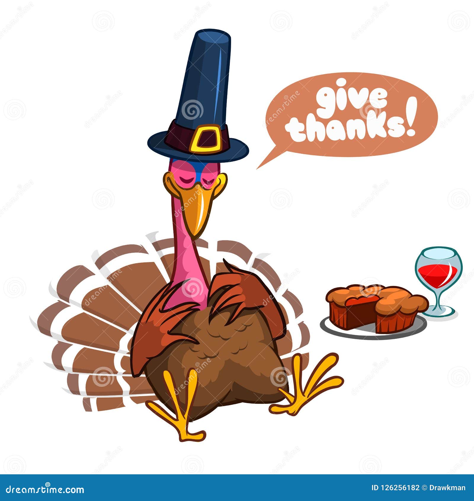 Thanksgiving Cartoon Turkey Character Sleeping. Isolated Vector