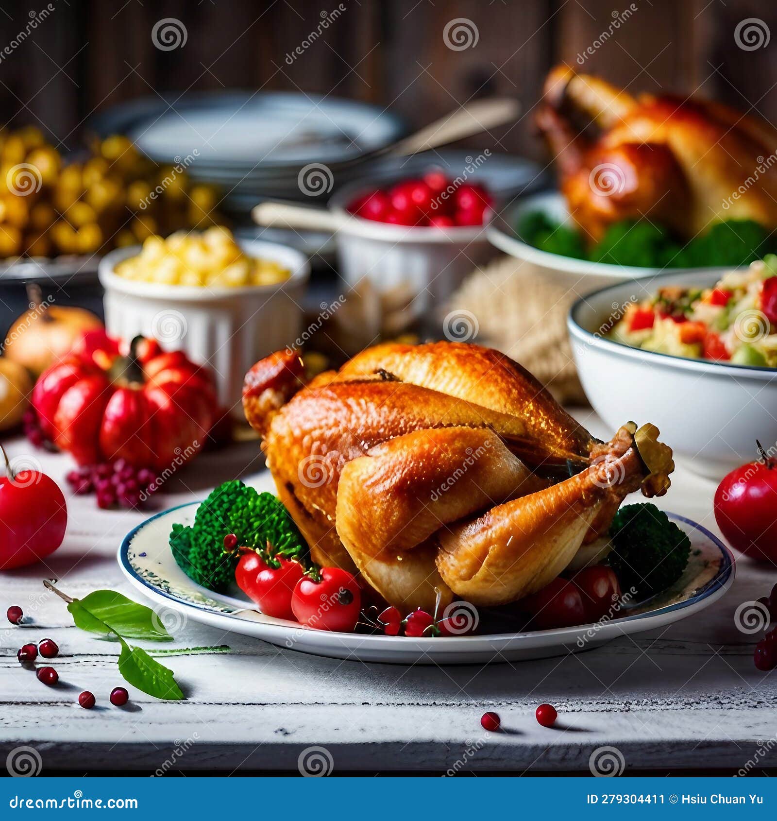 Thanksgiving Country Dinner Meal of Turkey, Created with Generative AI ...