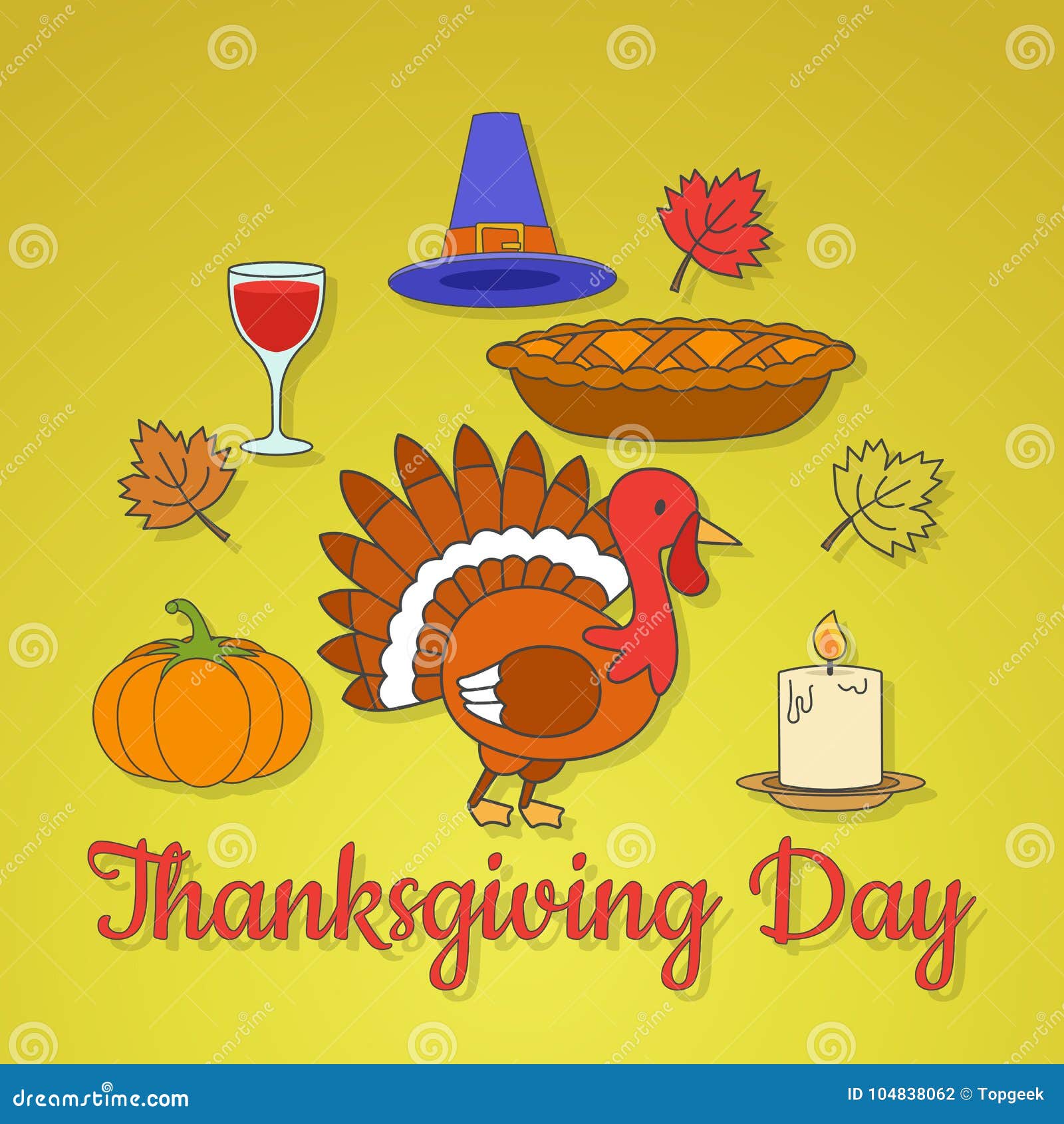 Thanksgiving Day Concept With Holiday Symbols Stock Vector Illustration Of Historical Drink 104838062