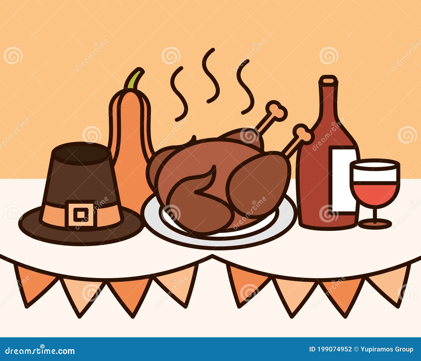 Thanksgiving Day, Dinner Tradition in the Table with Turkey Wine and ...