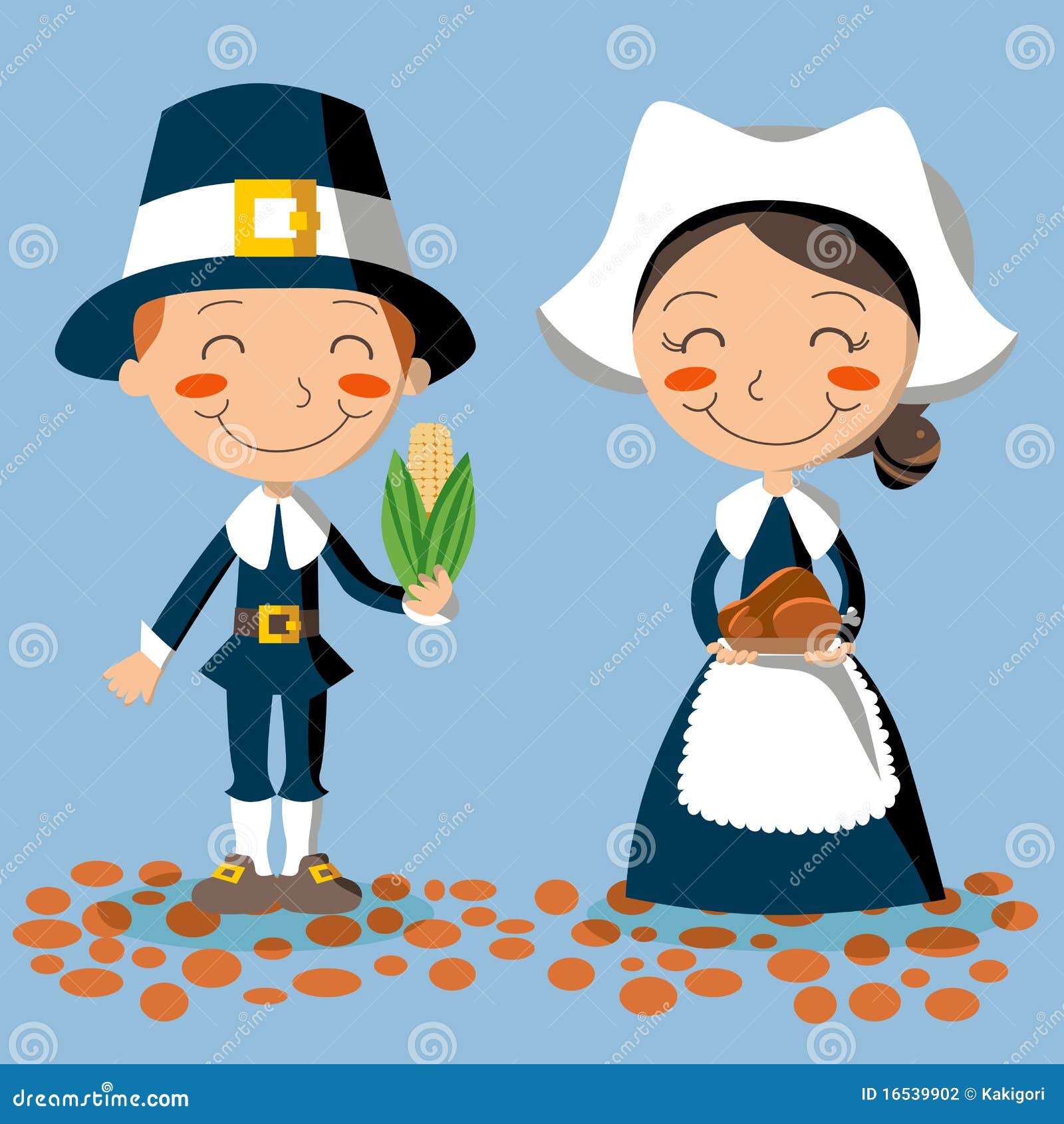 Thanksgiving Day Pilgrim Couple Stock Vector ...