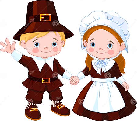Thanksgiving Day Pilgrim Couple Stock Vector - Illustration of symbol ...