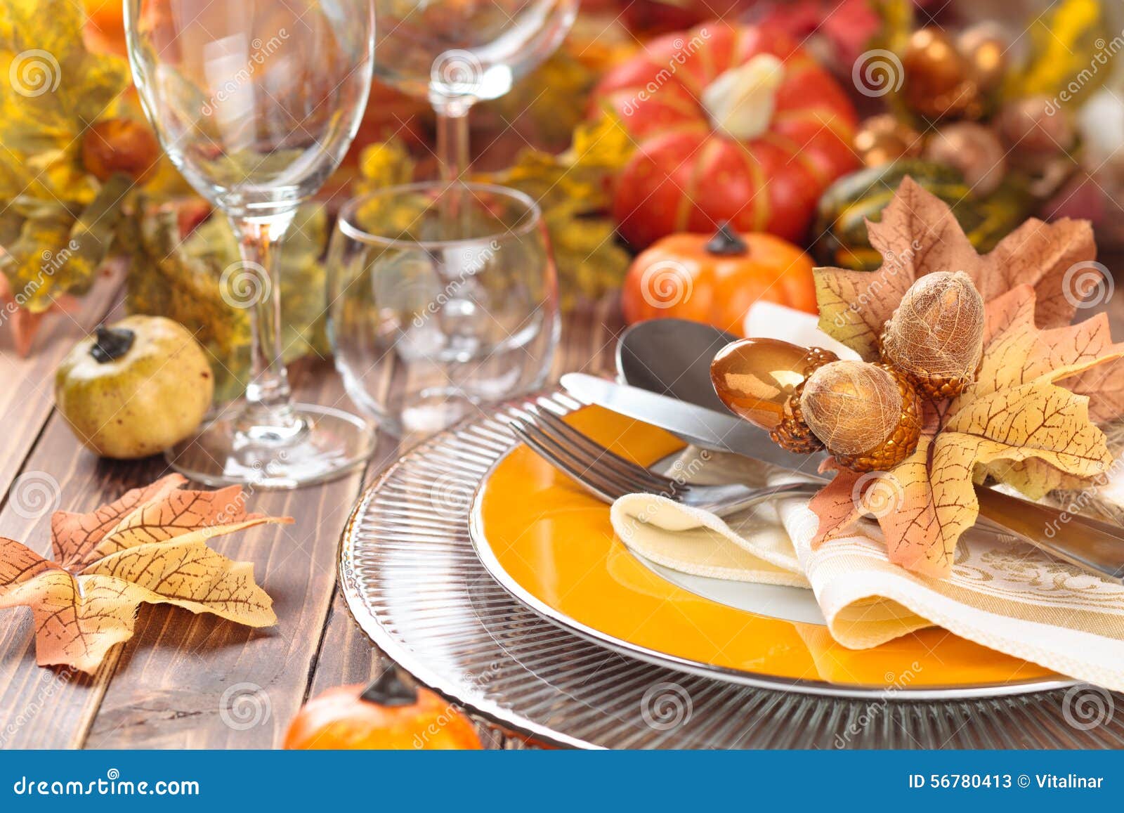 Thanksgiving Dinner Decoration. Stock Image - Image of elegance, knife ...