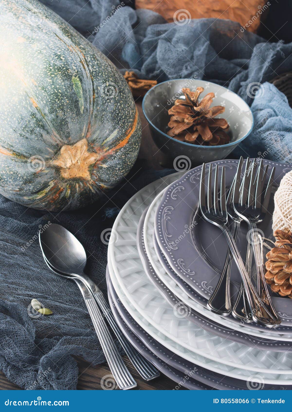 Thanksgiving Dinner Still Life with Dishes. Vertical Stock Photo ...