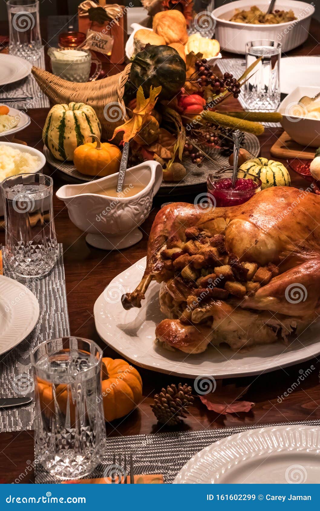 Thanksgiving Dinner Table Stock Image Image Of Dinnerware 161602299