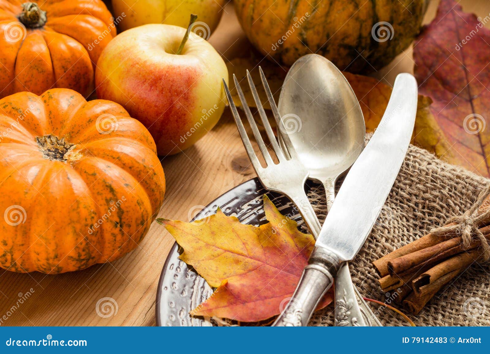 Thanksgiving Dinner Table Setting Stock Image - Image of cinnamon ...