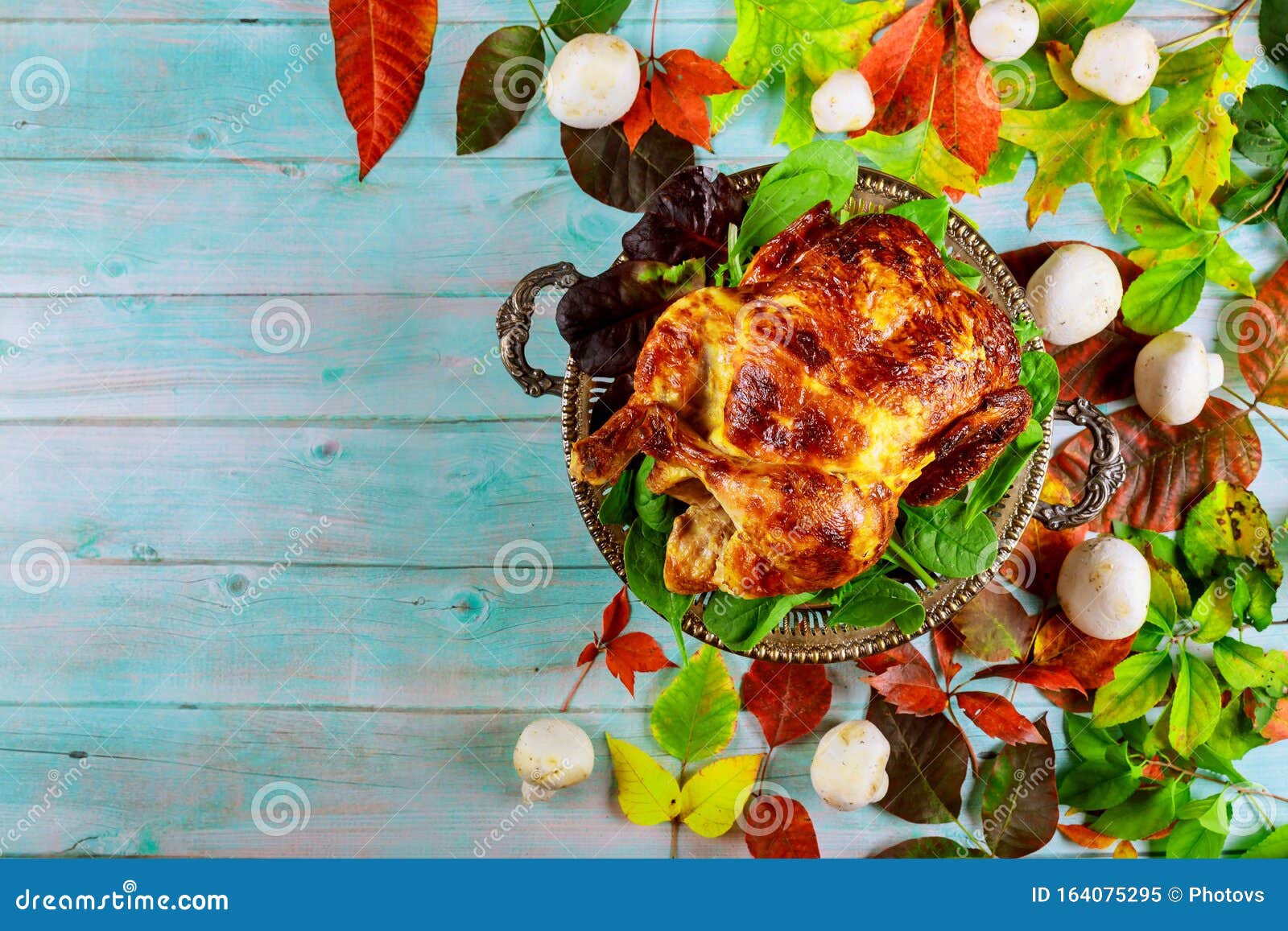 Thanksgiving Dinner with Turkey, Apple Pie, Pumpkin Stock Image - Image ...