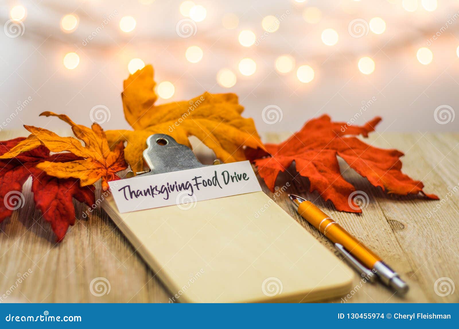 Thanksgiving Food Drive List Concept on Blank Clipboard Surrounded with ...