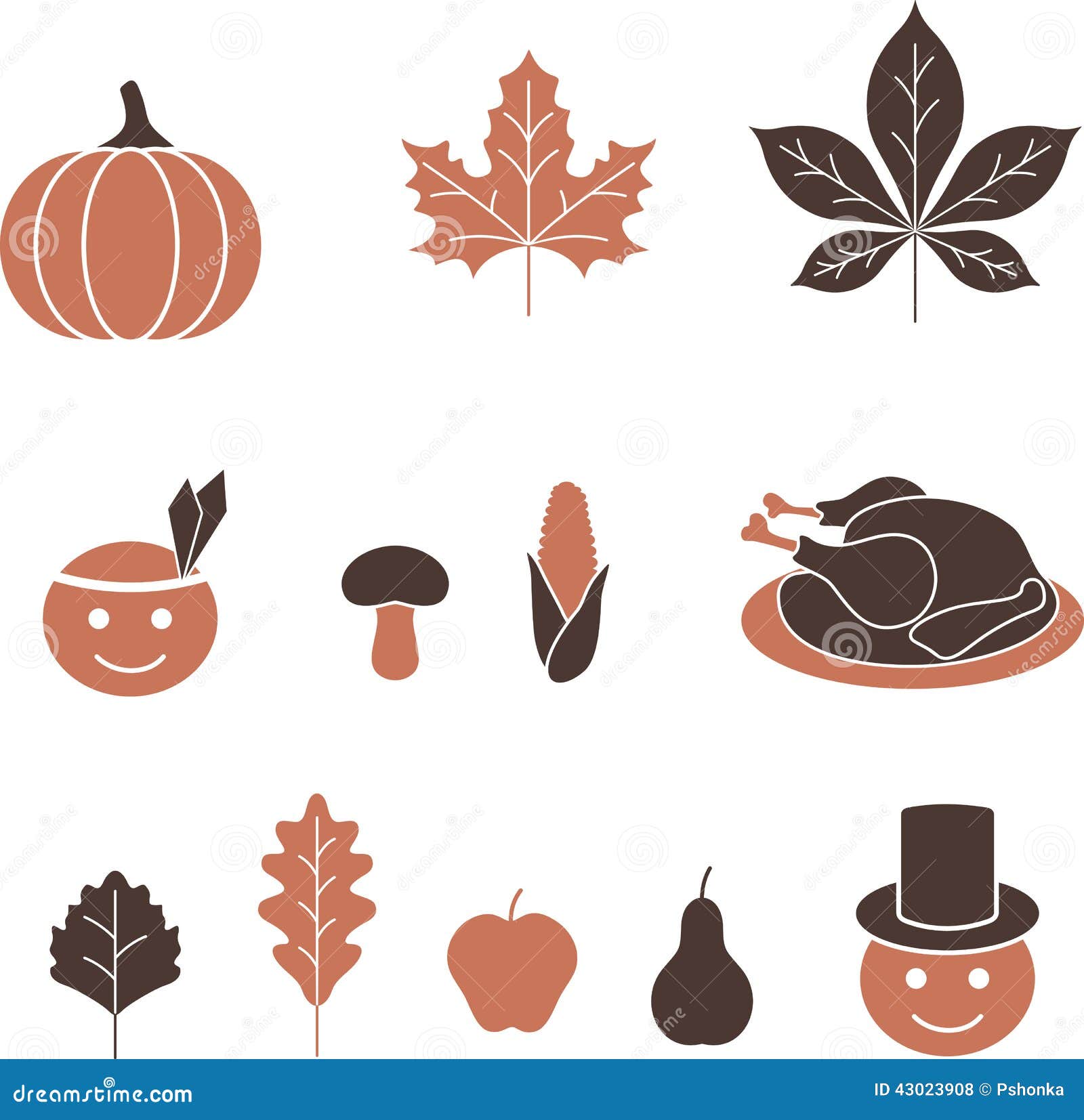 Thanksgiving icons stock vector. Image of basket, food ...
