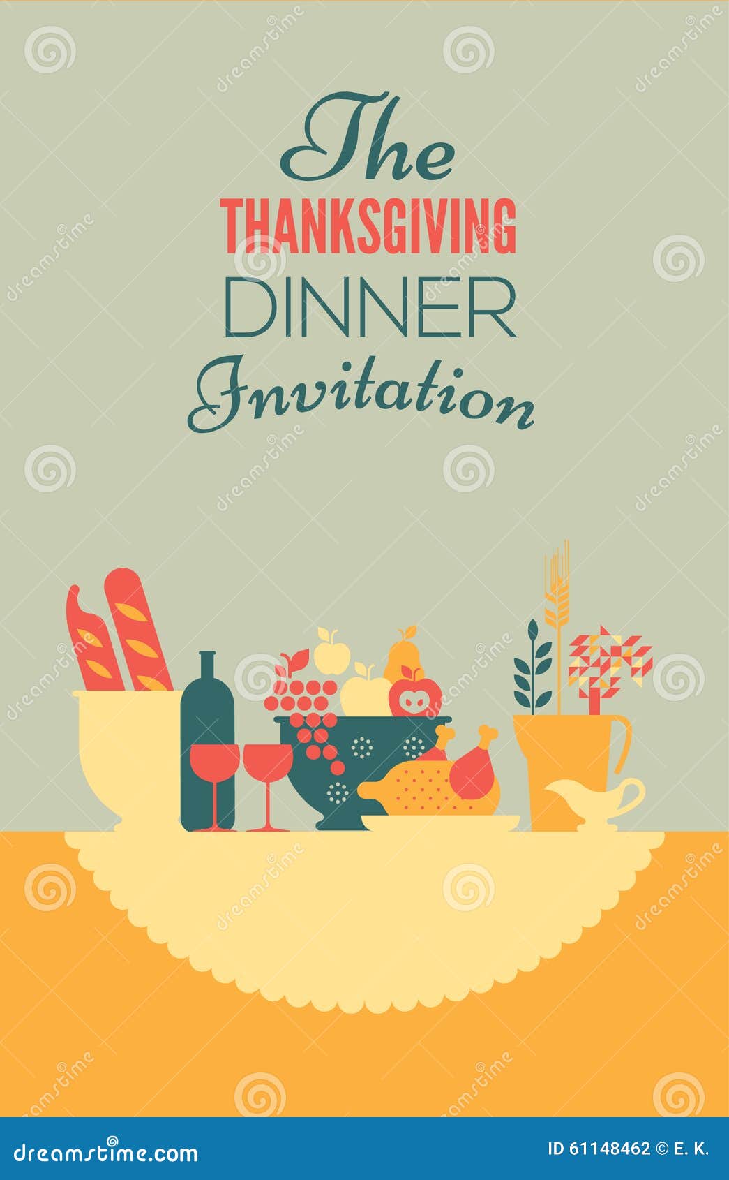 Thanksgiving Invitation Template Stock Vector Illustration of dinner Thanksgiving Invitation Template Stock Vector Illustration of dinner