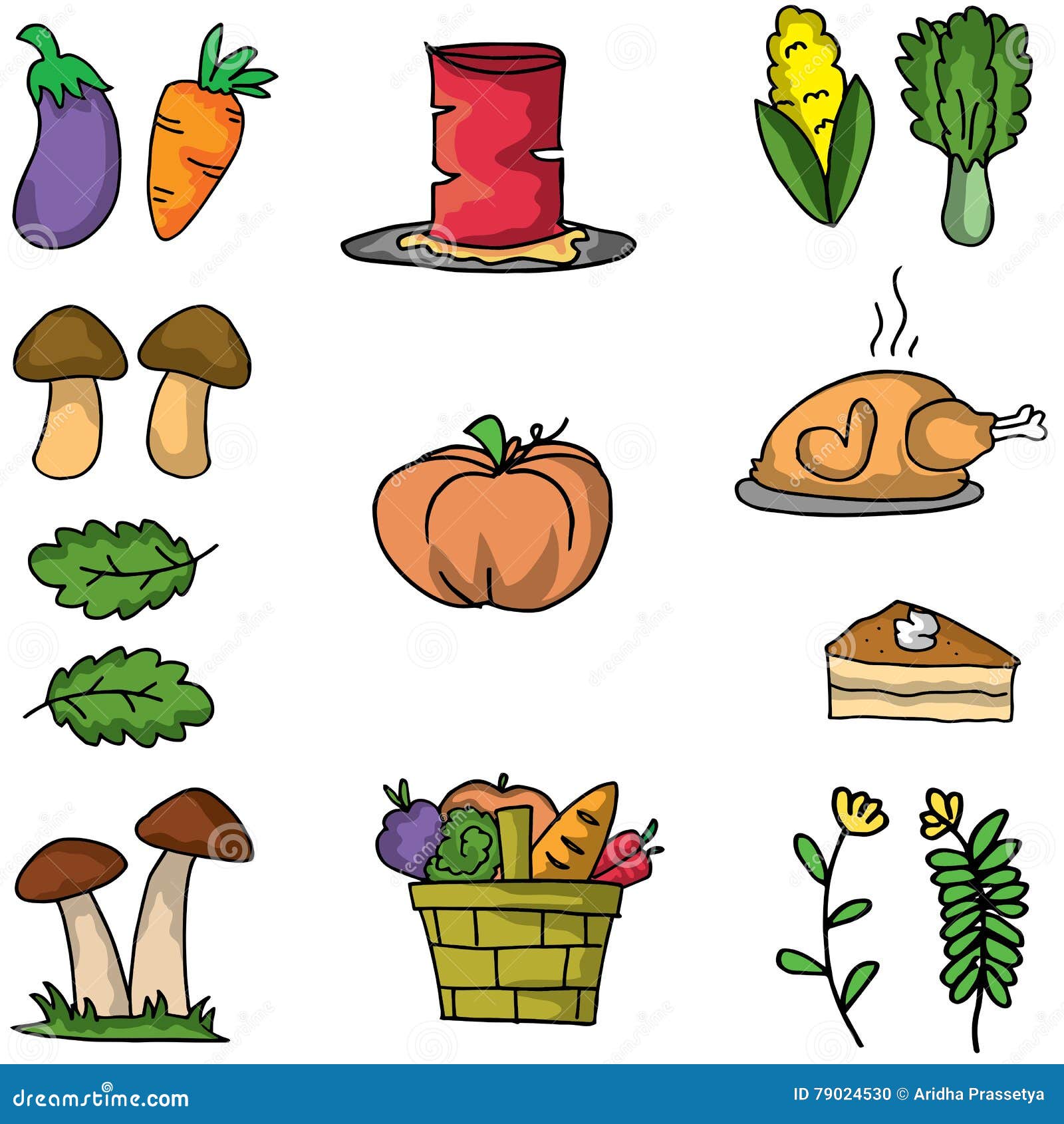 Thanksgiving Set Element On Doodles Stock Vector ...