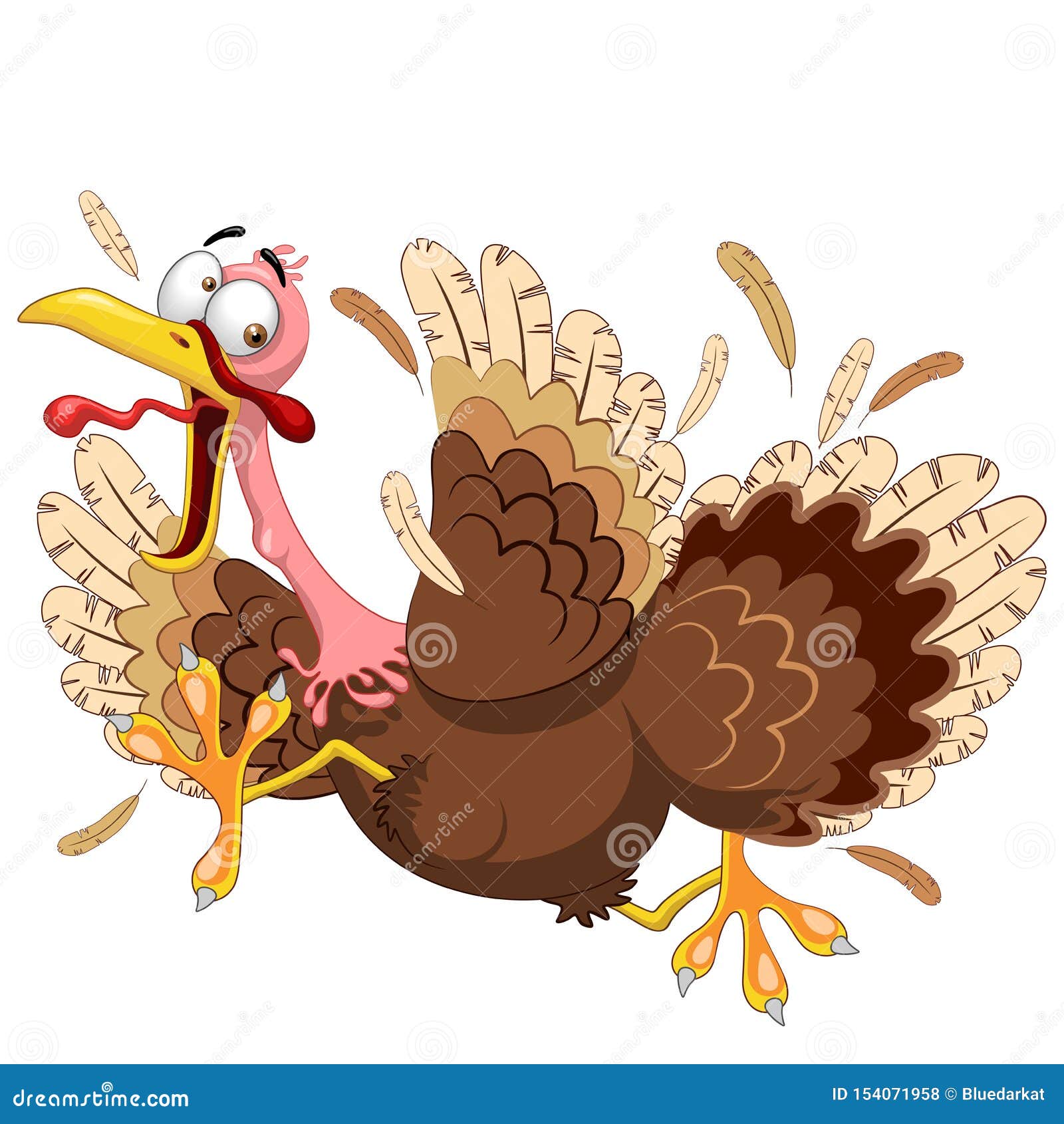 Thanksgiving Turkey Funny Scared and Running Cartoon Character Vector  Illustration Stock Vector - Illustration of scream, isolated: 154071958