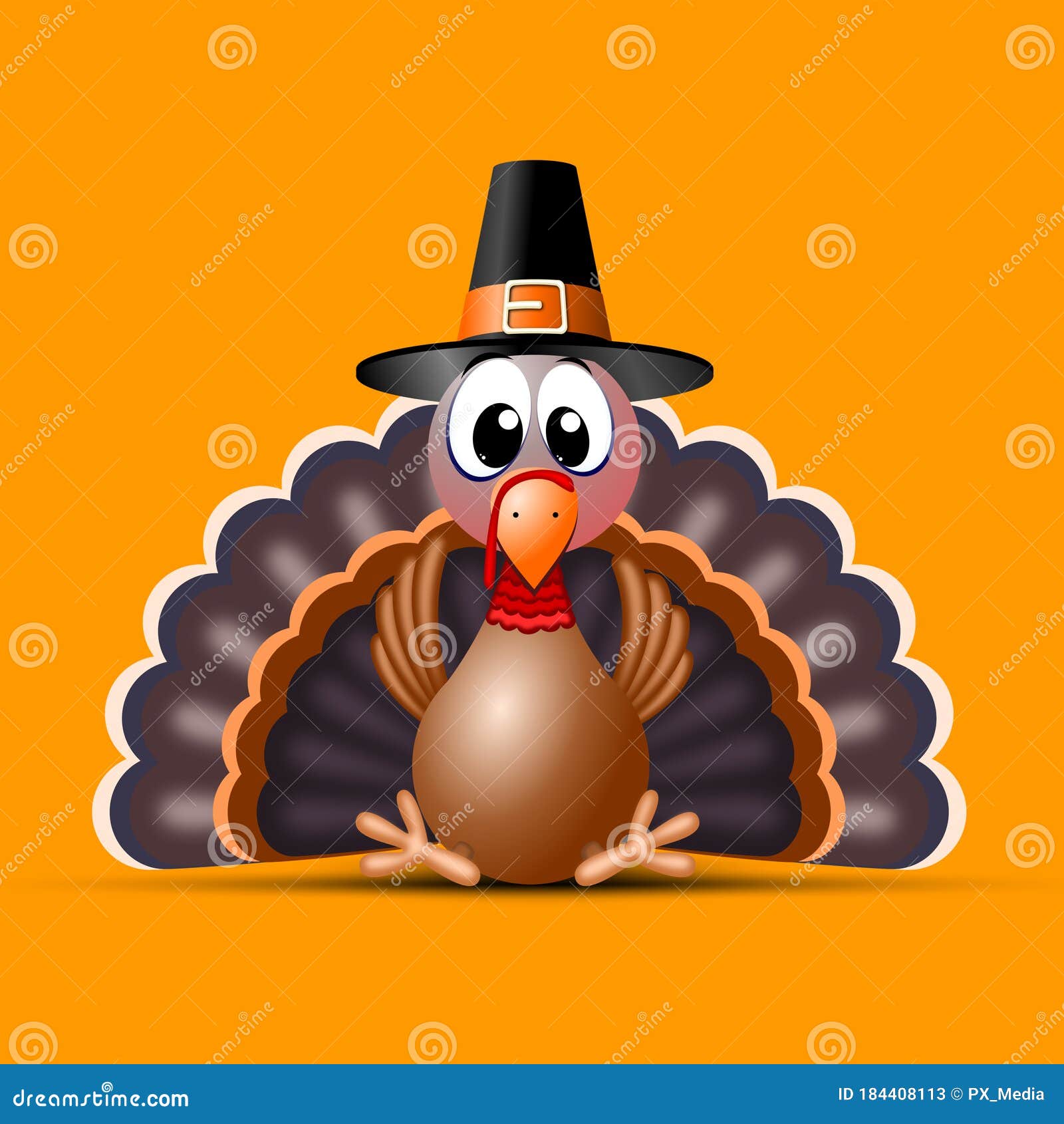 Funny Thanksgiving Turkey with Hat - Cartoon Illustration Stock  Illustration - Illustration of humor, orange: 184408113
