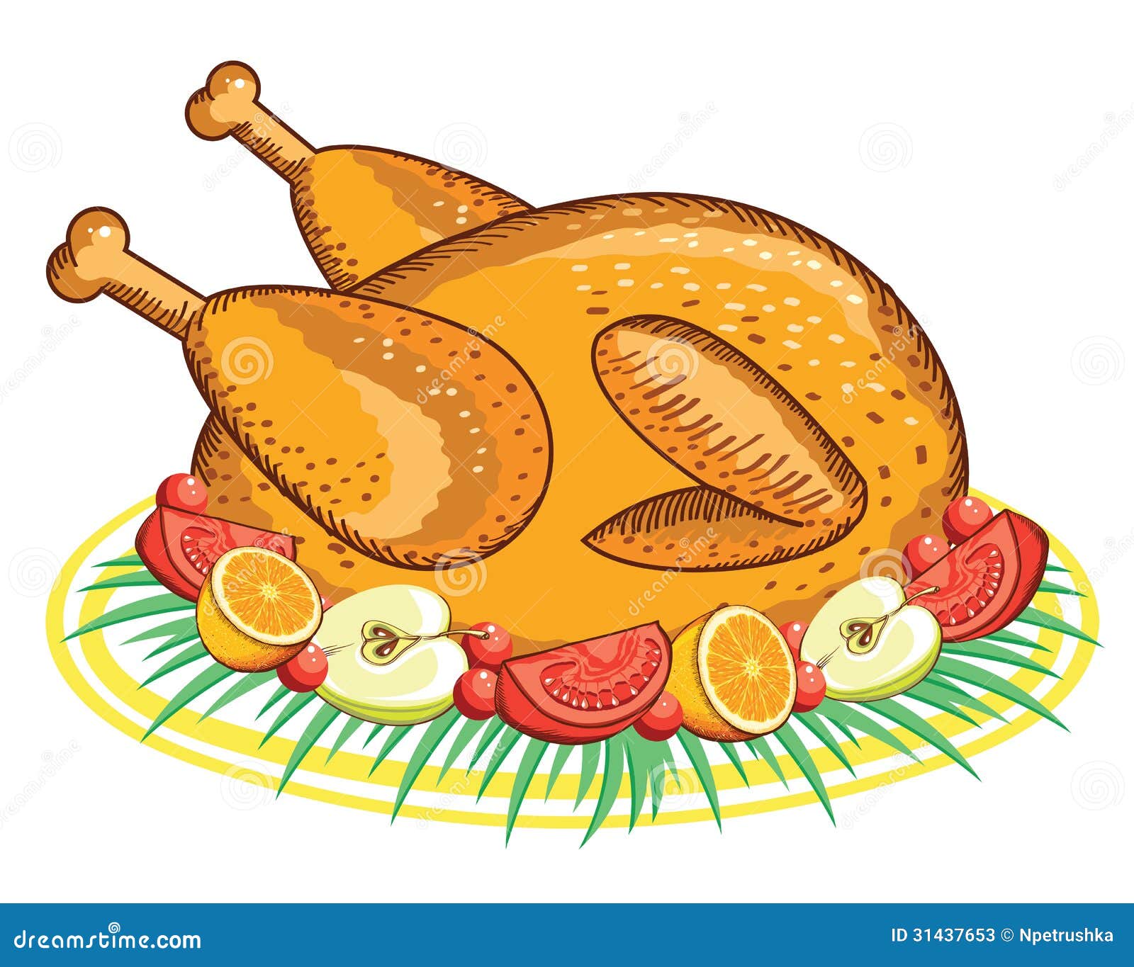 Thanksgiving Turkey .Vector Food Isolated On White Stock Photos - Image ...