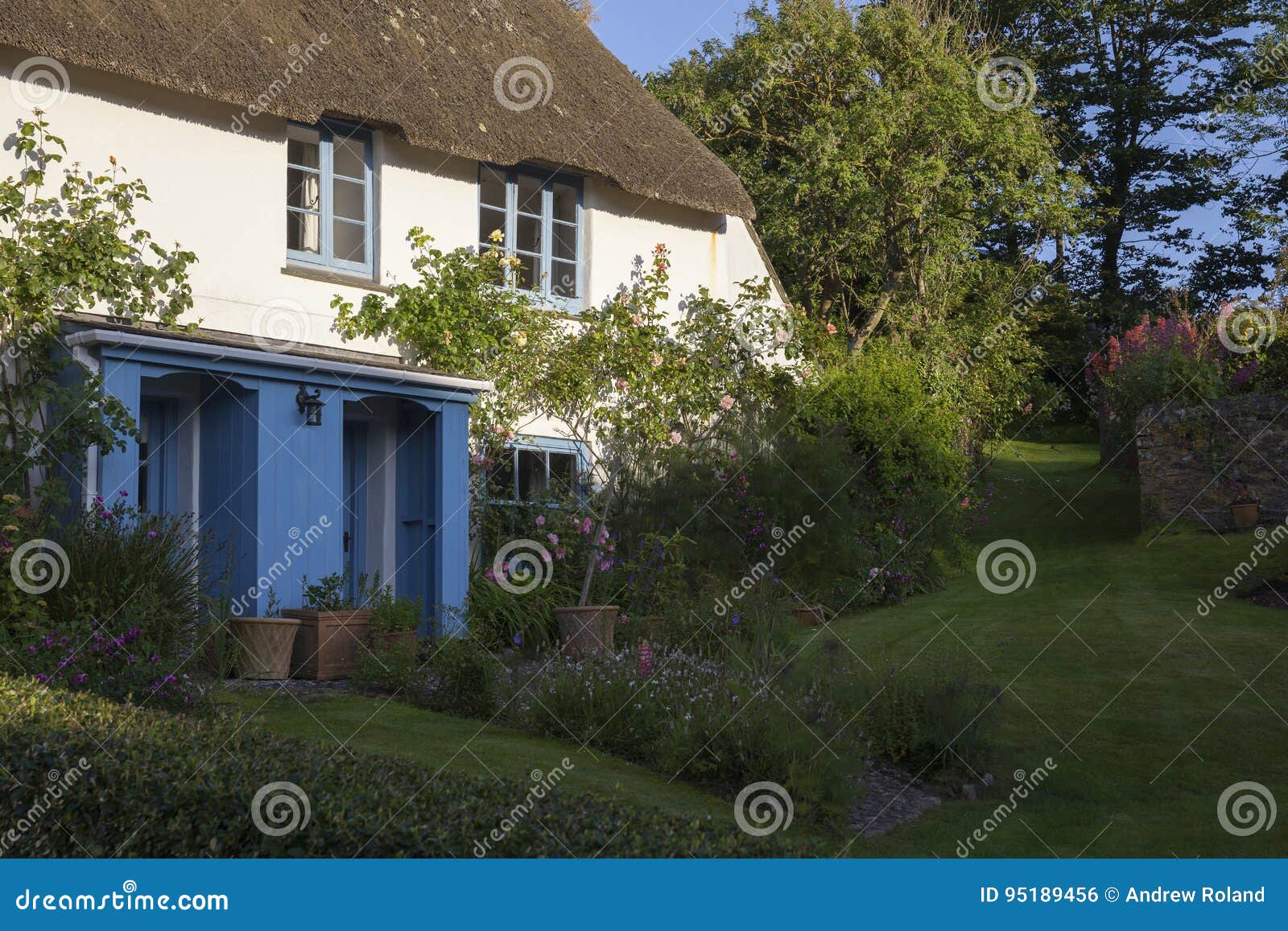 Thatched Cottage at Inner Hope, Hope Cove, Devon, England Stock Photo