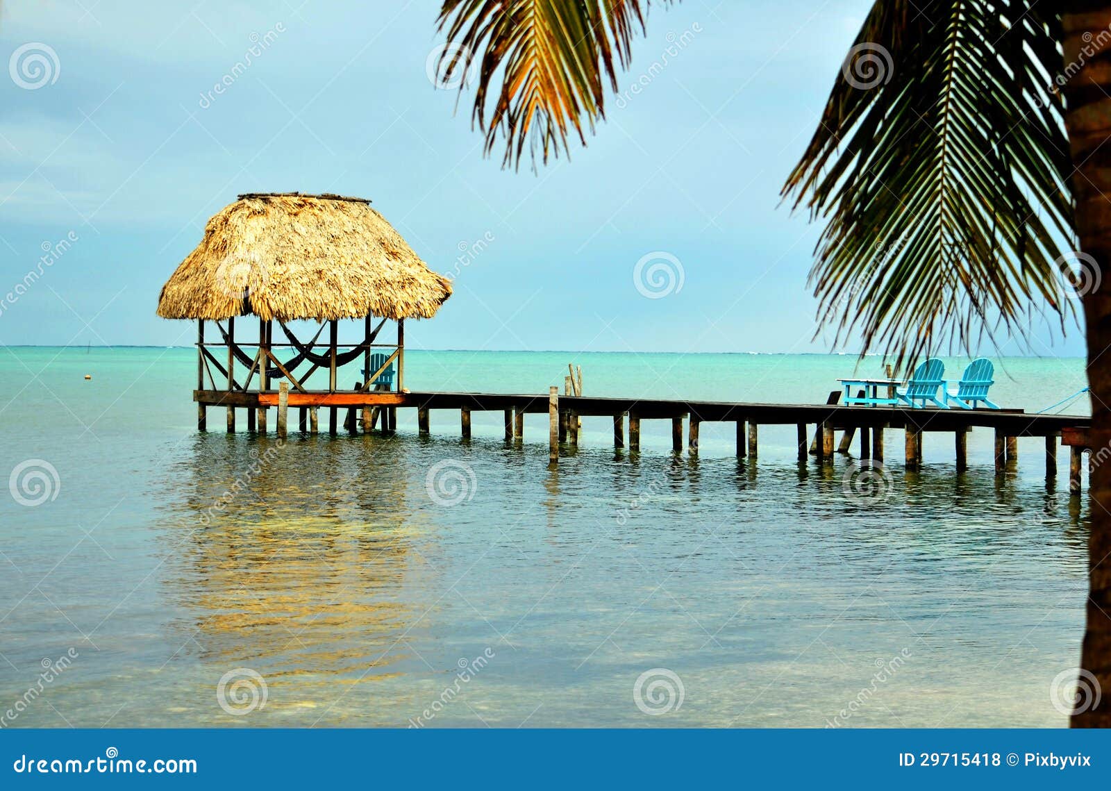 caribbean palapa dock and hammocks
