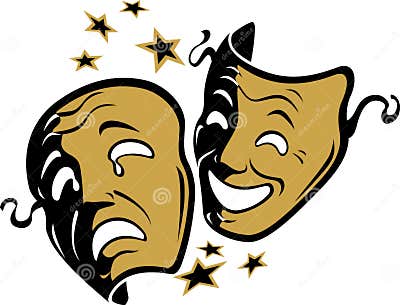 Theater Masks stock vector. Illustration of objects, gold - 18851395
