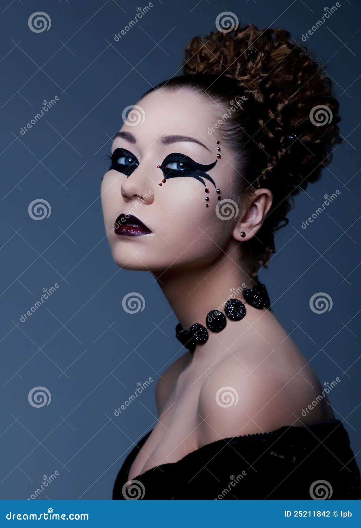 Theatre. Artistic Model with Creative Makeup Stock Photo - Image of ...