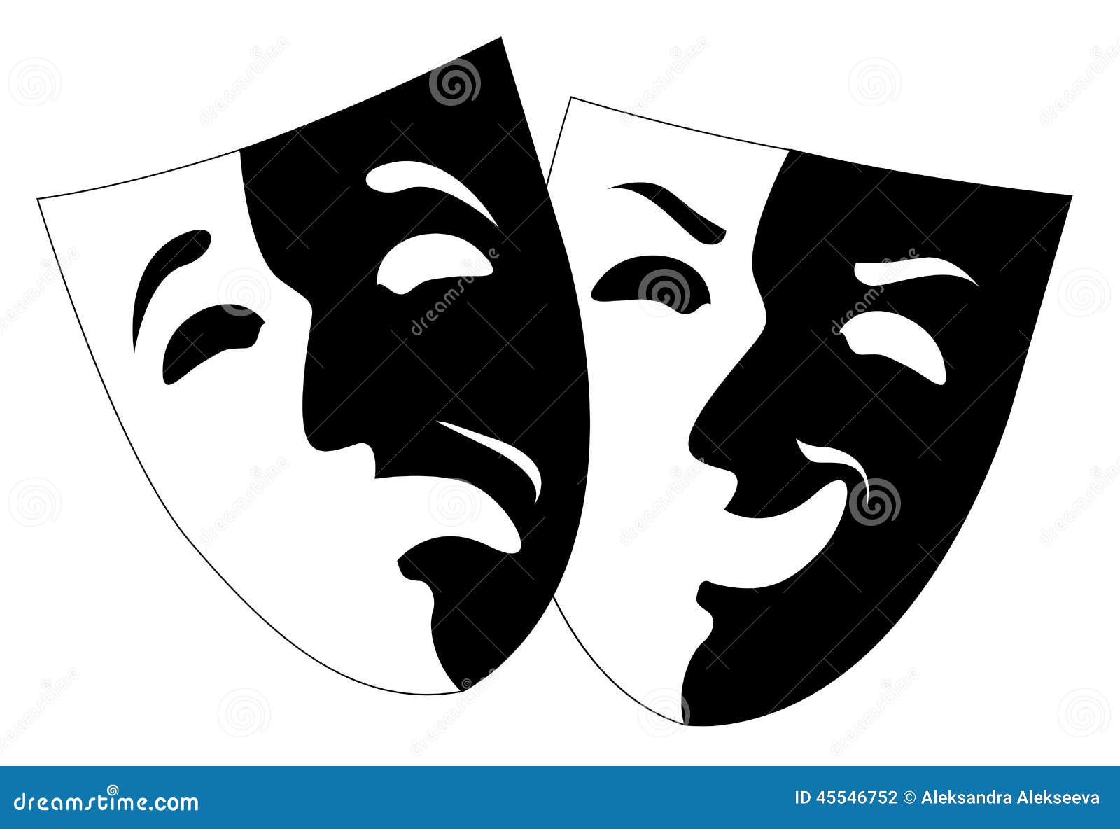 theatre black and white emotion masks,