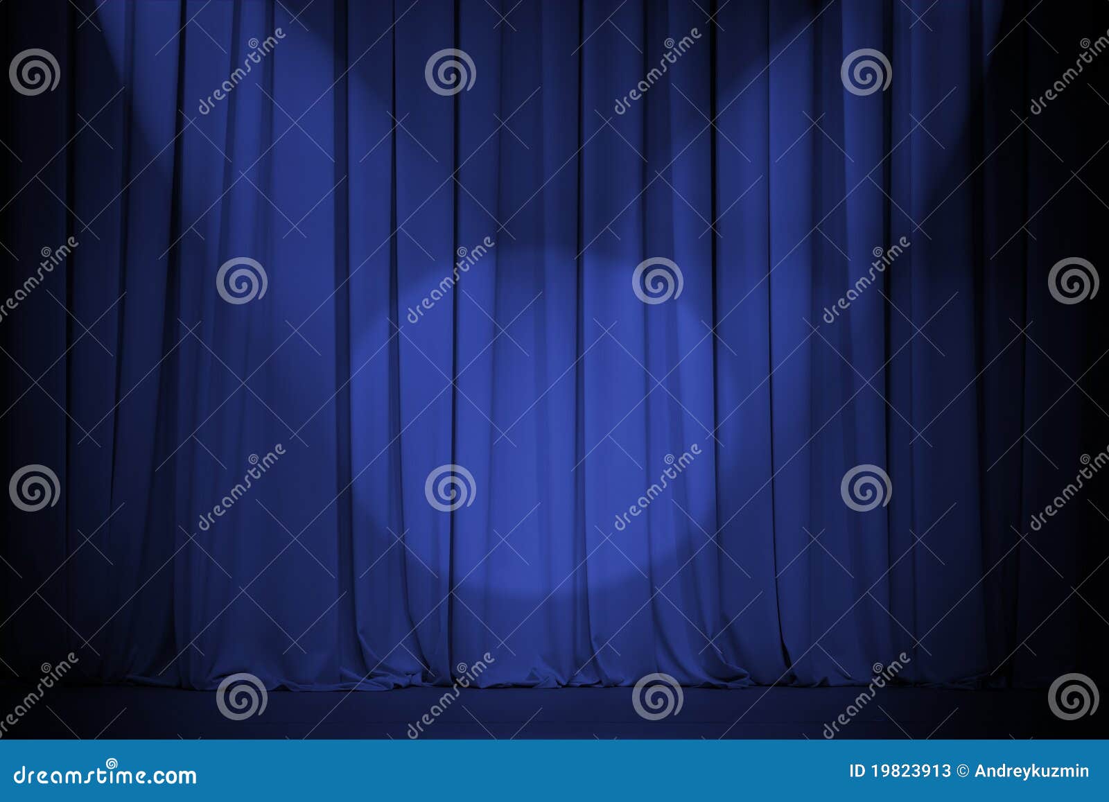Theatre Blue Curtain with Two Lights Cross Stock Image Image of event