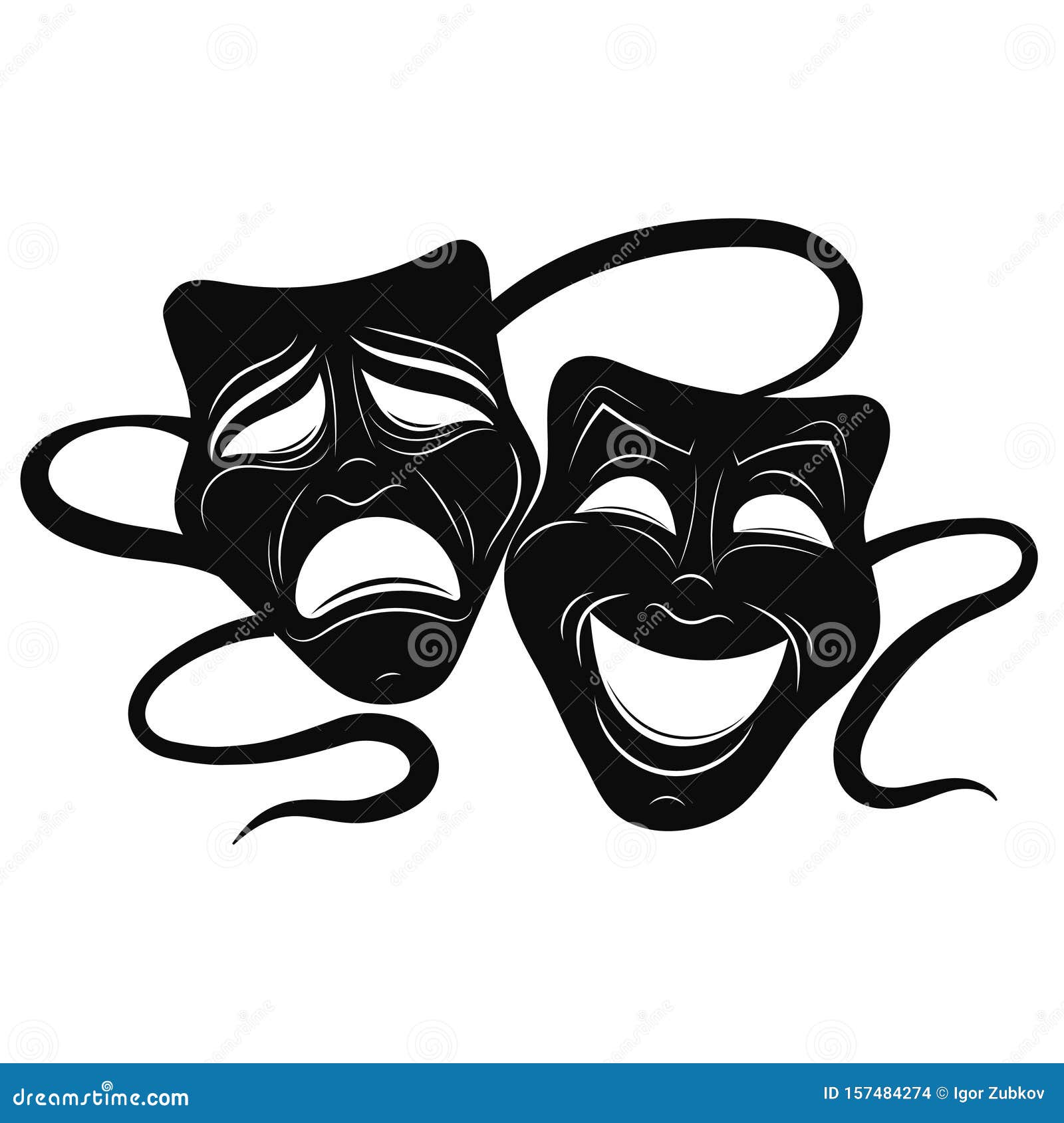 Afvise til stede efterår Theatre Masks. Drama and Comedy. Illustration for the Theater. Tragedy and  Comedy Mask. Black White Illustration. Tattoo Stock Vector - Illustration  of happy, comedy: 157484274