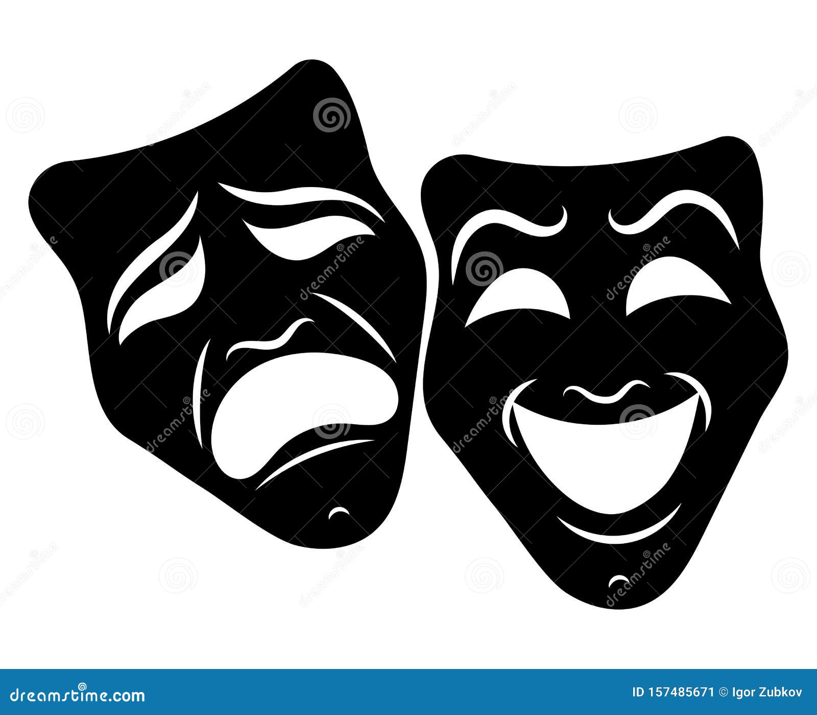 Set tragedy and comedy theater masks Royalty Free Vector