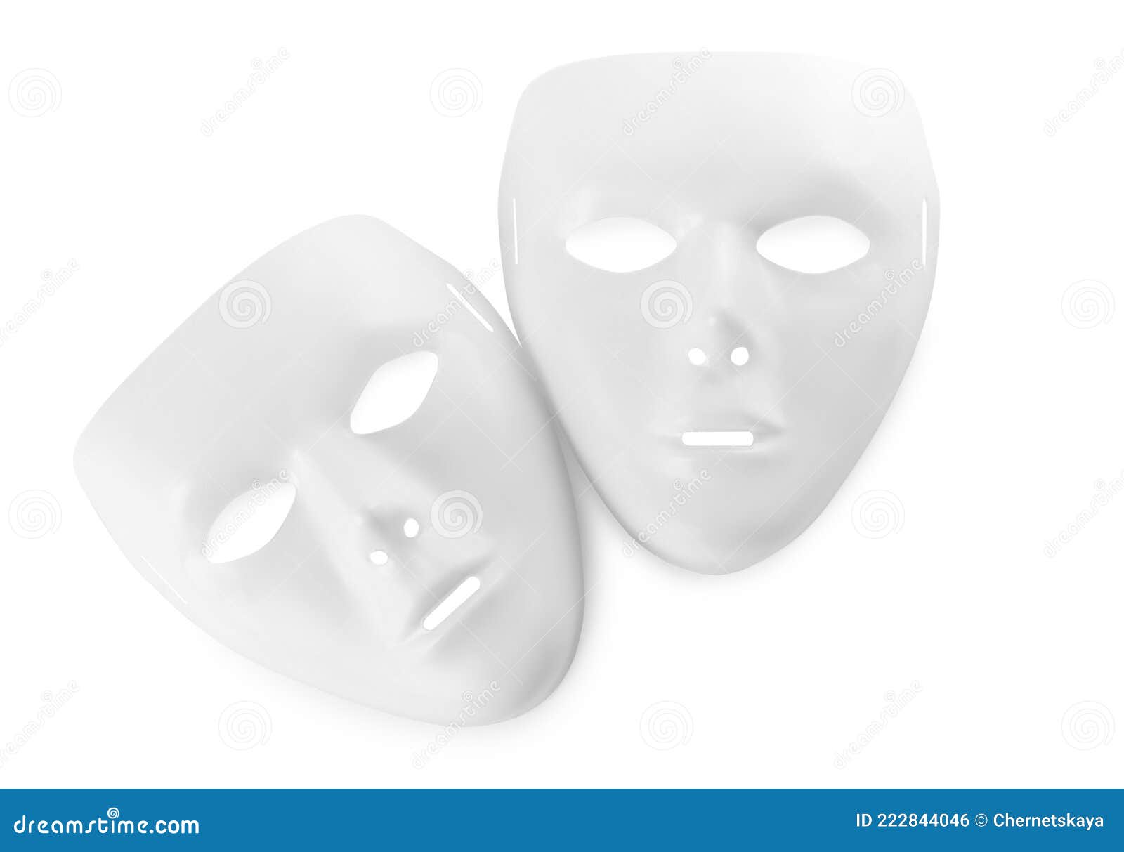 Theatre Masks on White, Top View Stock Photo Image of dramatic