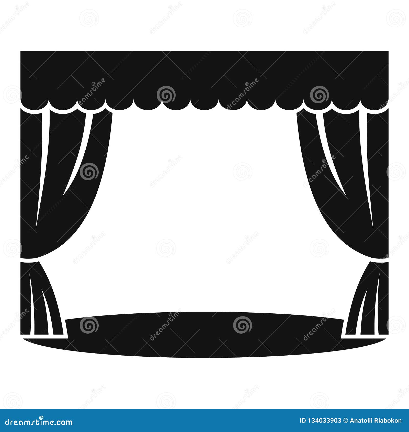 Theatrical Curtain Icon, Simple Style Stock Vector - Illustration of