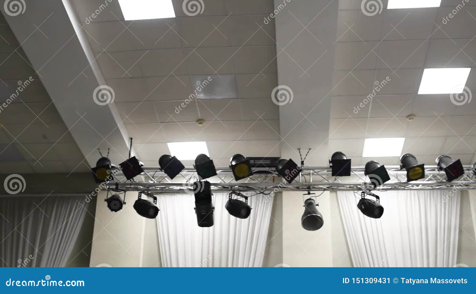Theatrical Lighting Mounted on the Wall Creates a Muffled Light Stock
