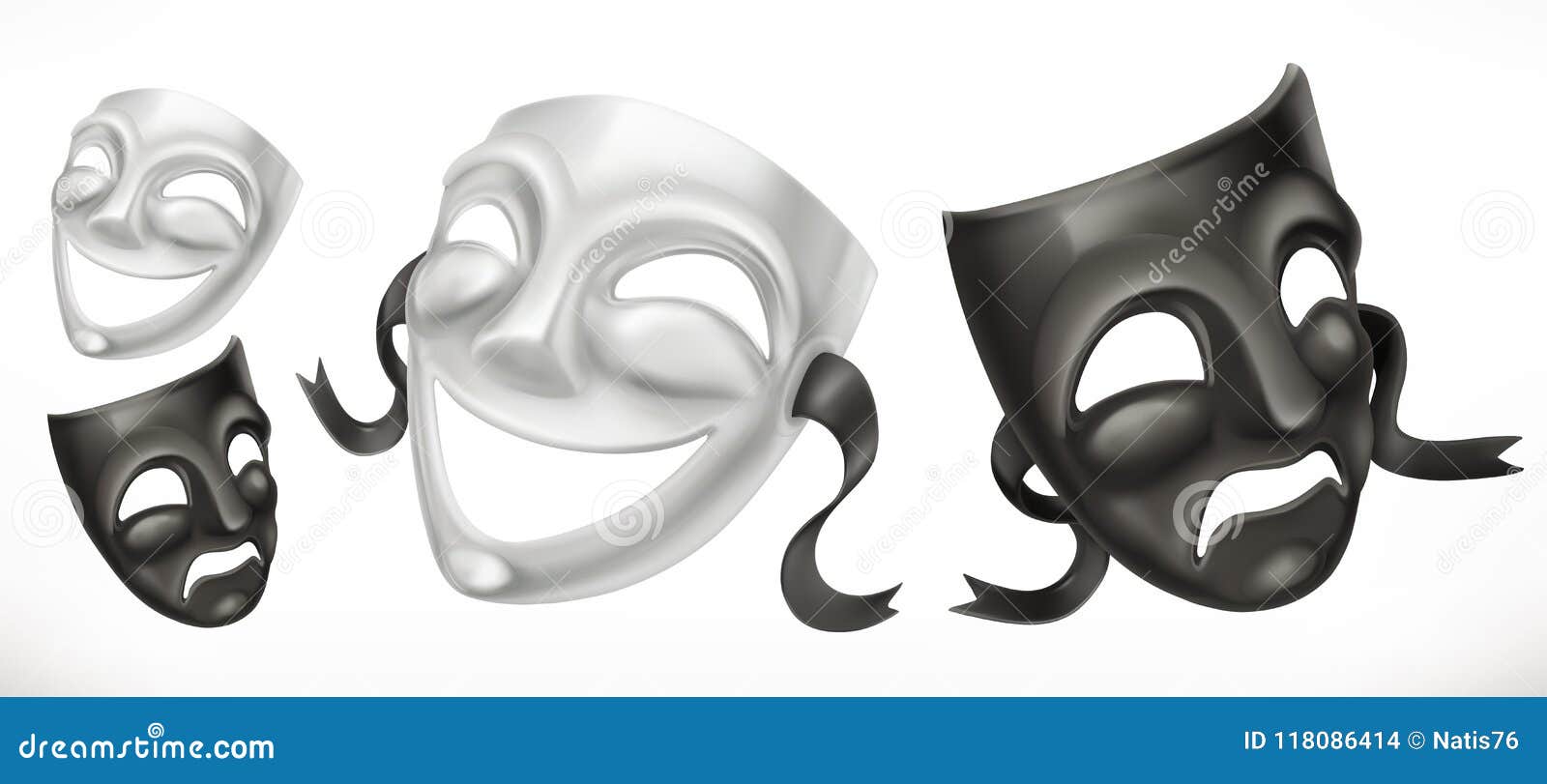 Download Theatrical Masks. Comedy And Tragedy 3d Vector Icon Stock Vector - Illustration of emotion ...