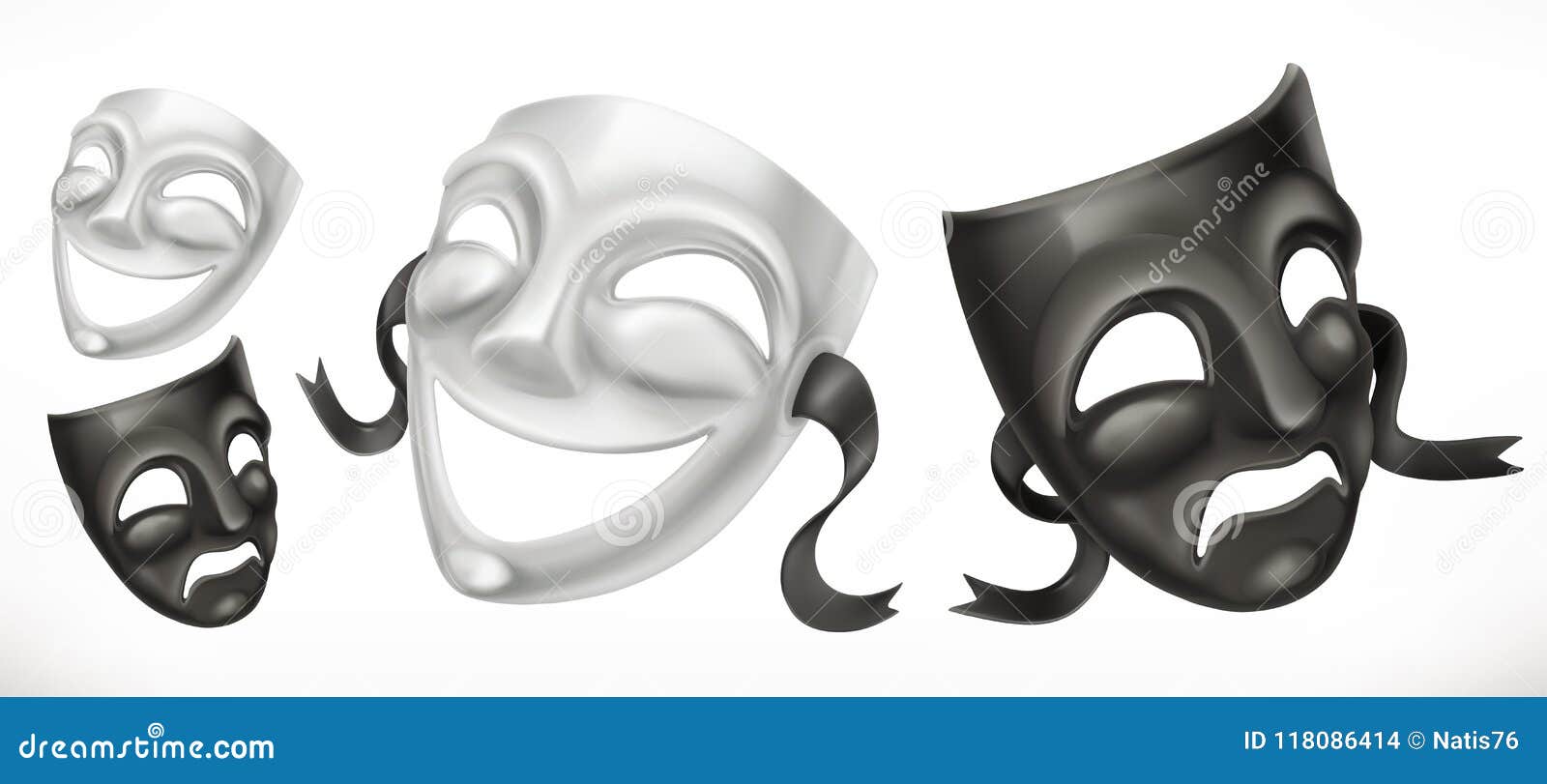 Download Theatrical Masks. Comedy And Tragedy 3d Vector Icon Stock ...