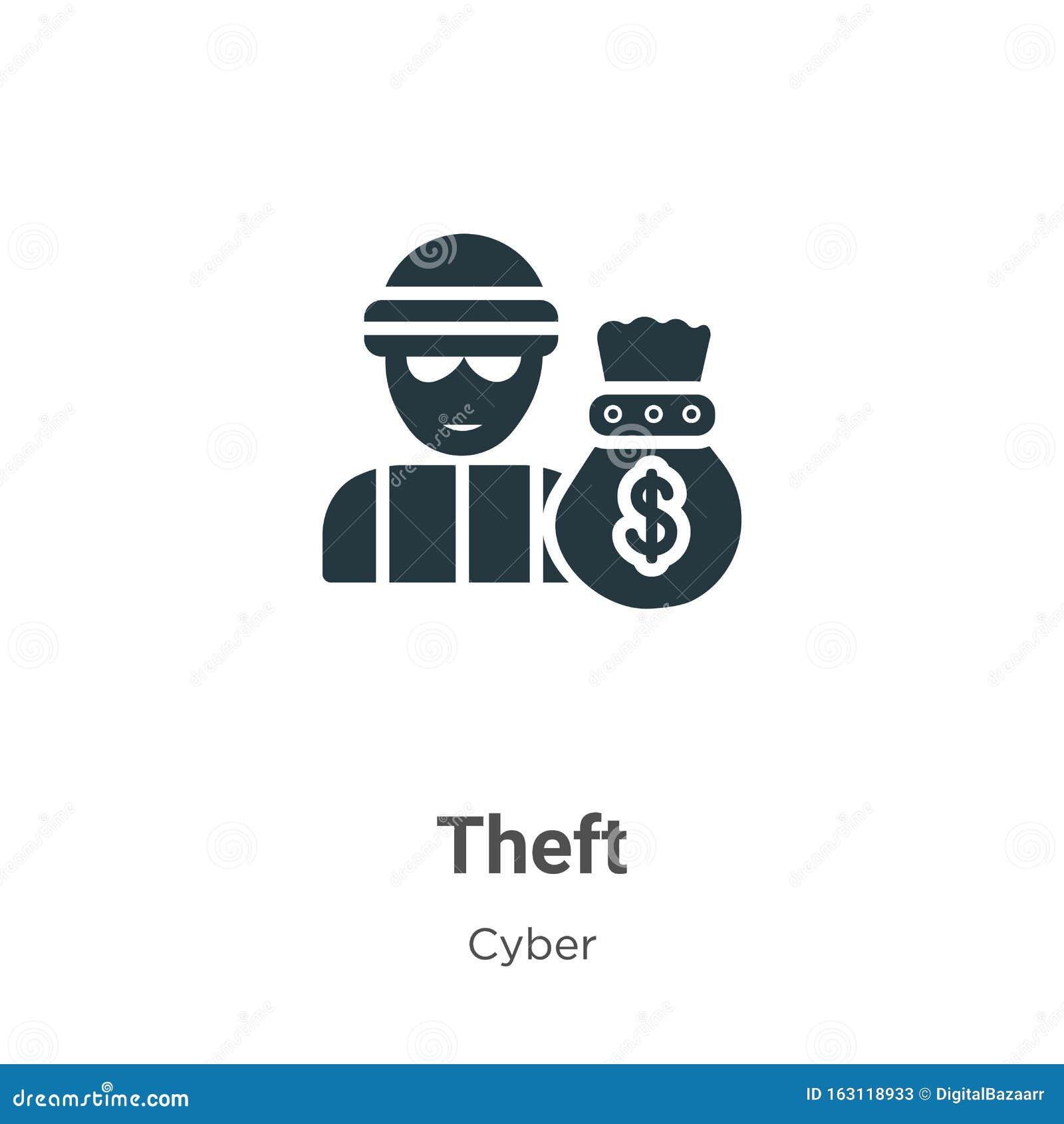 Theft Vector Icon on White Background. Flat Vector Theft Icon Symbol