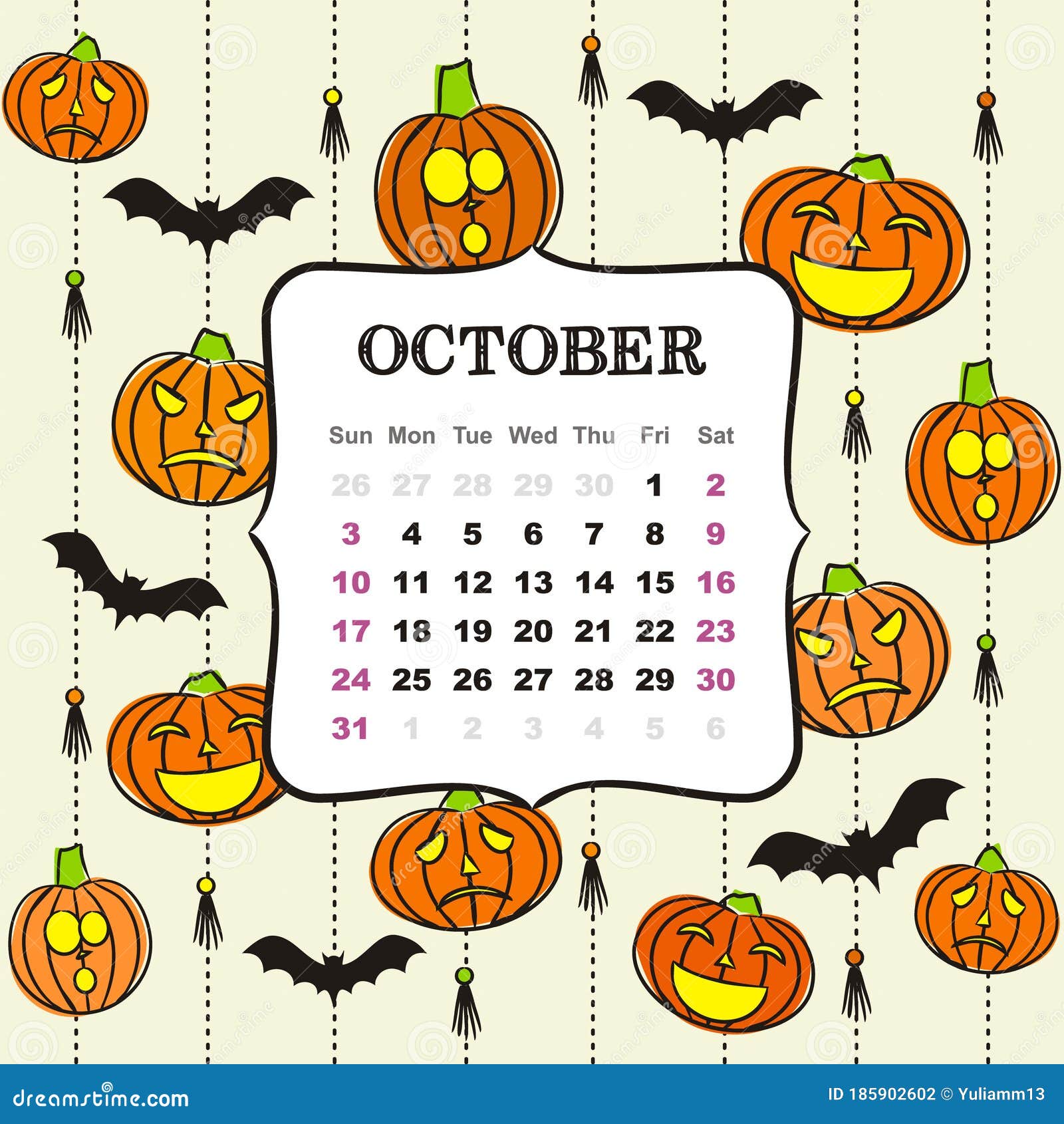 halloween calendar 2021 Thematic Template For A Calendar For 2021 October Stock Illustration Illustration Of Business Helloween 185902602 halloween calendar 2021