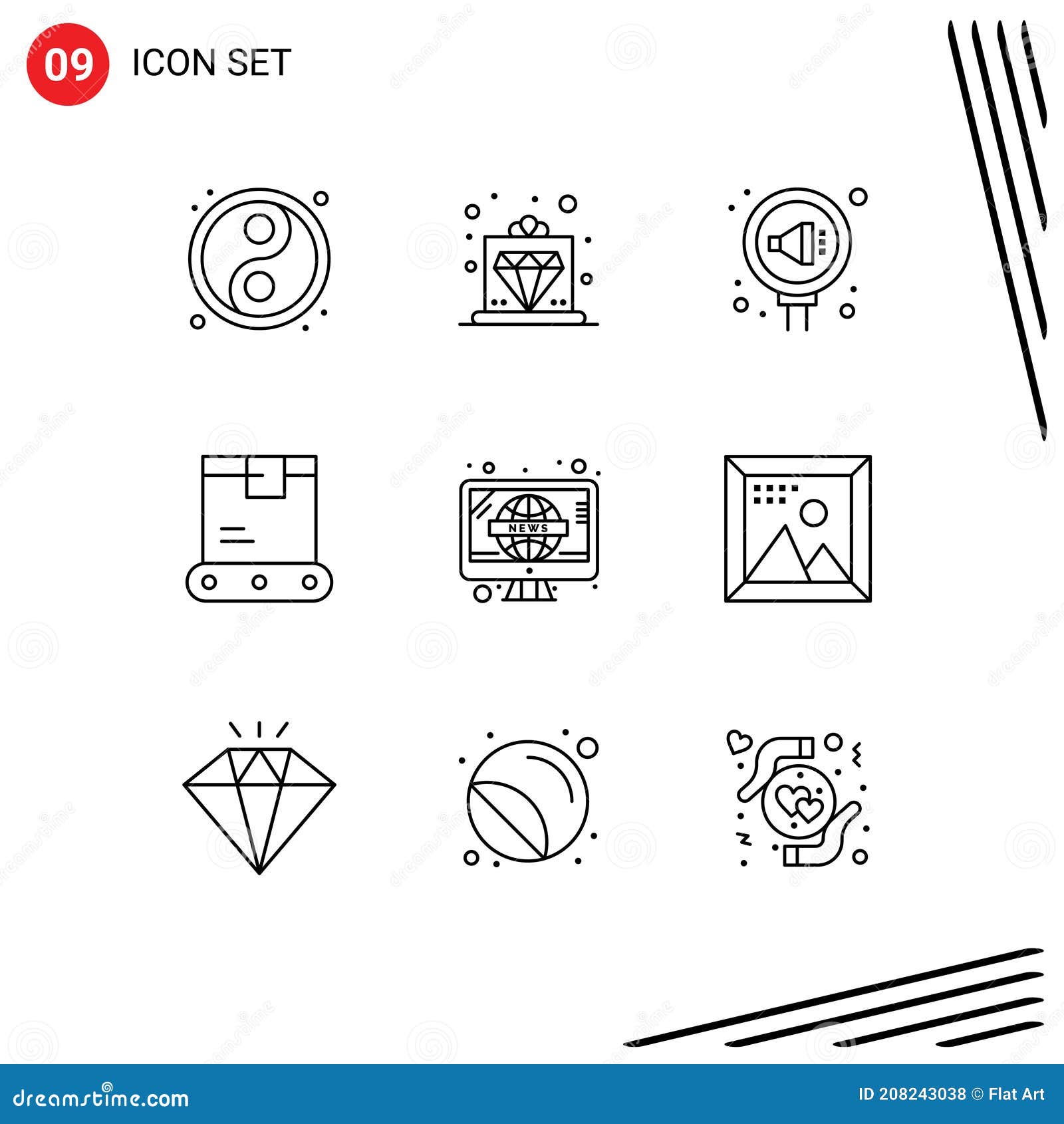 9 thematic  outlines and editable s of retro, shipping, pr, logistics, delivery