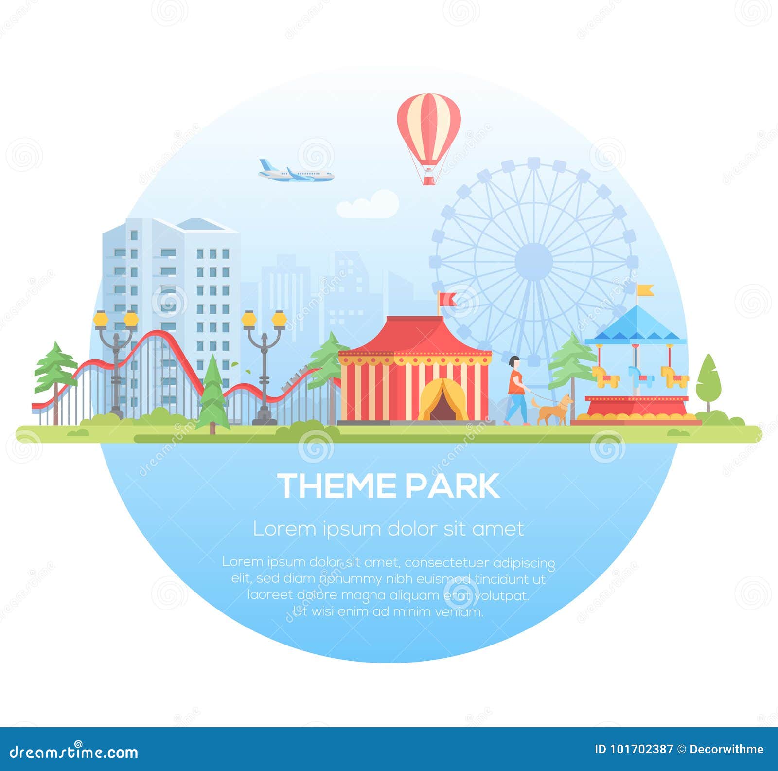 theme park - modern flat  style  