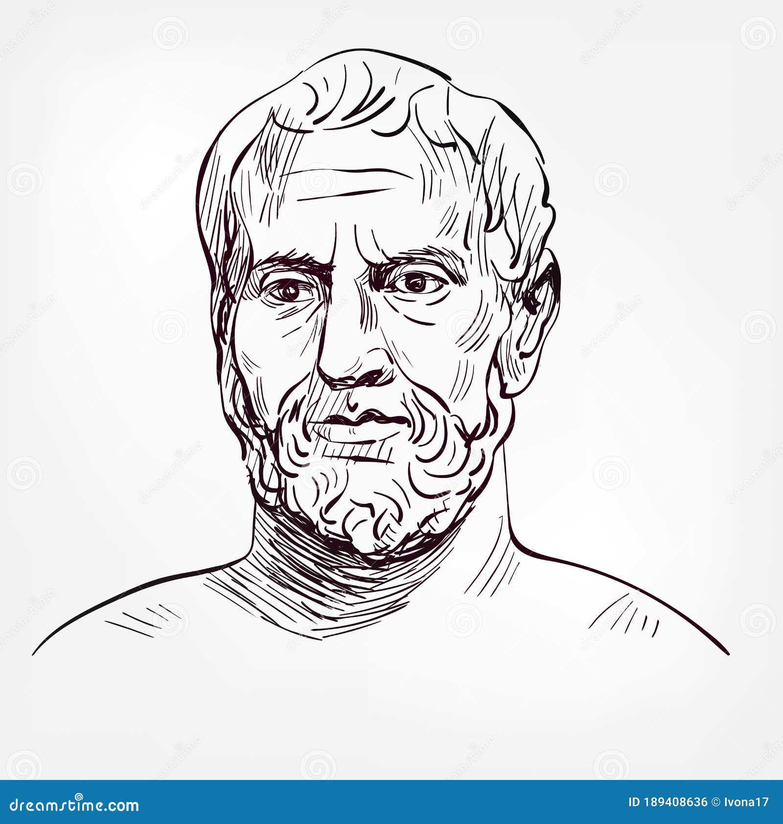 Theophrastus Vector Sketch Portrait Isolated Editorial Photo ...