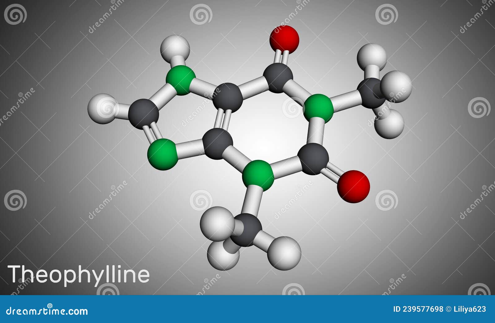 theophylline or 1,3-dimethylxanthine molecule. it is dimethylxanthine, xanthine derivative. vasodilator, bronchodilator, asthmatic
